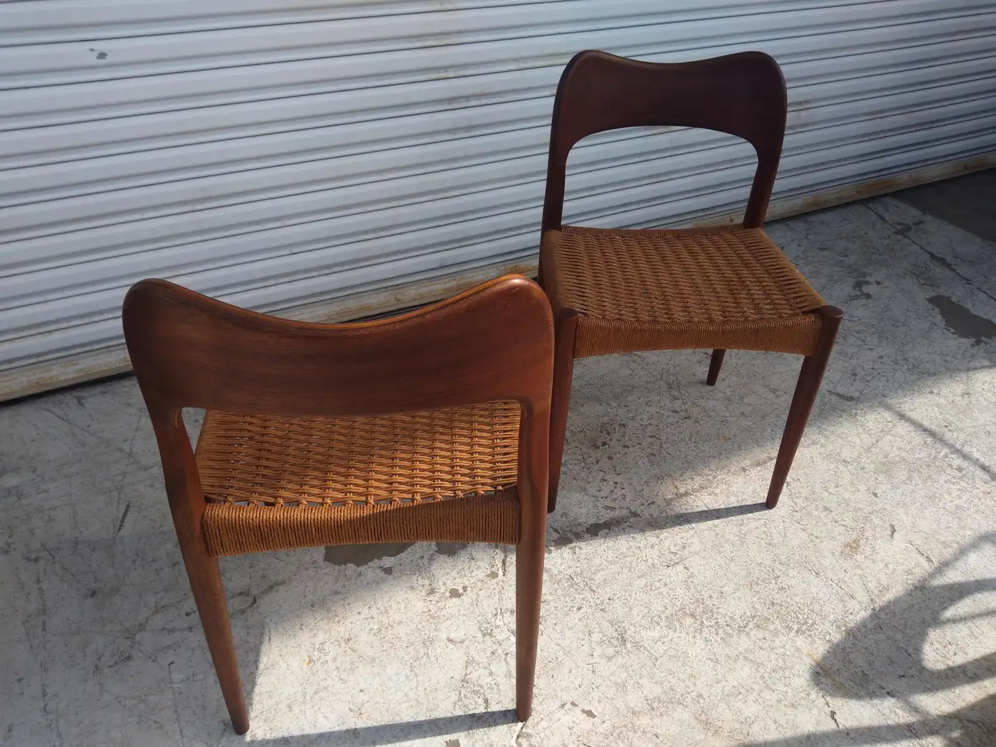 Set of 6 Arne Hovmand Olson Teak with Papercord seat Dining chairs