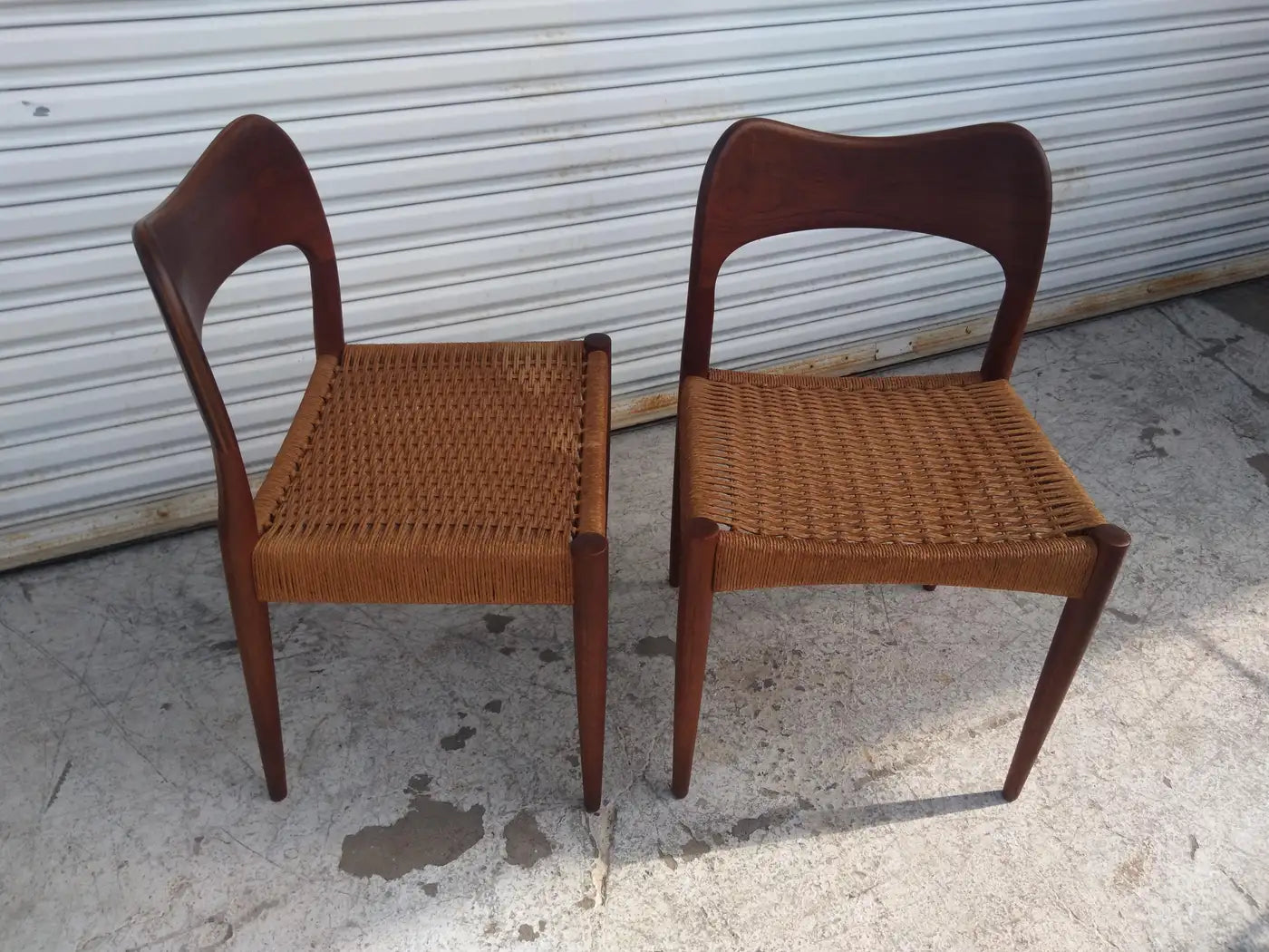 Set of 6 Arne Hovmand Olson Teak with Papercord seat Dining chairs