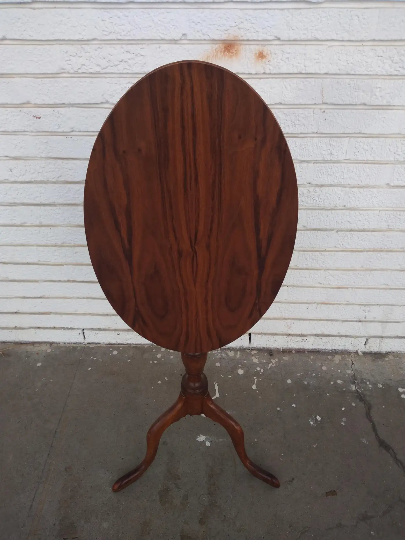 Collectible walnut candle stand from 1800s