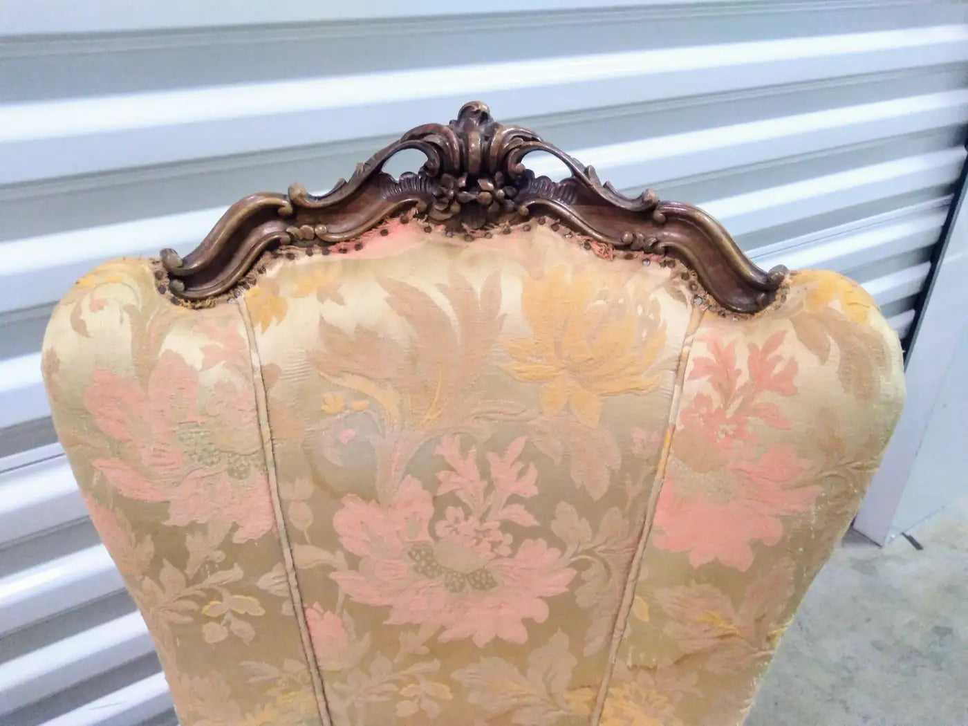 Pair of antique highly carved Italian slipper chairs