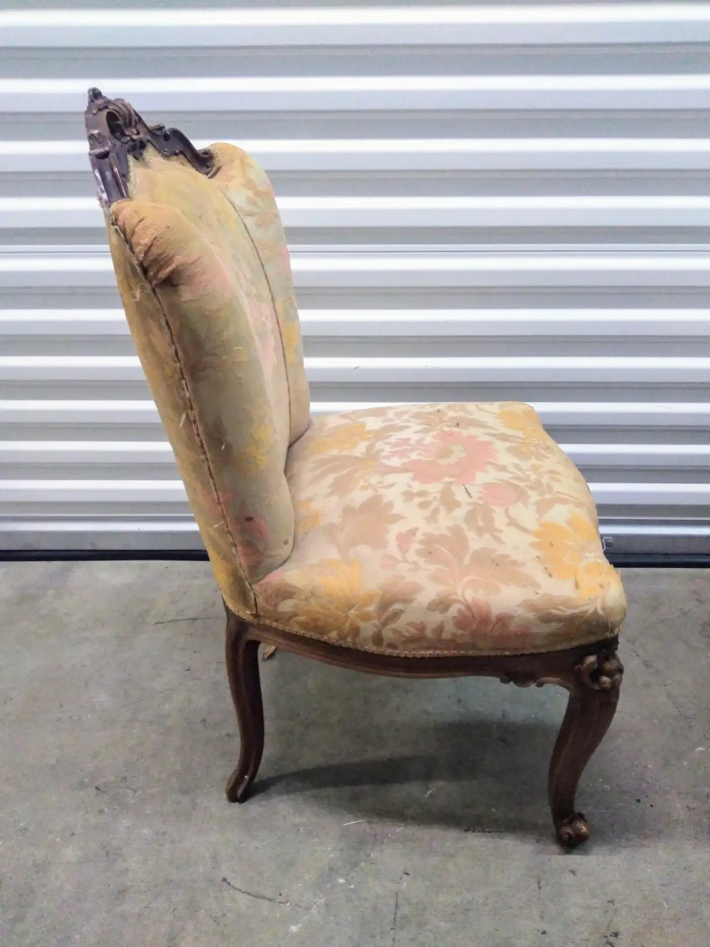 Vintage 19th century Italian slipper chairs with carvings