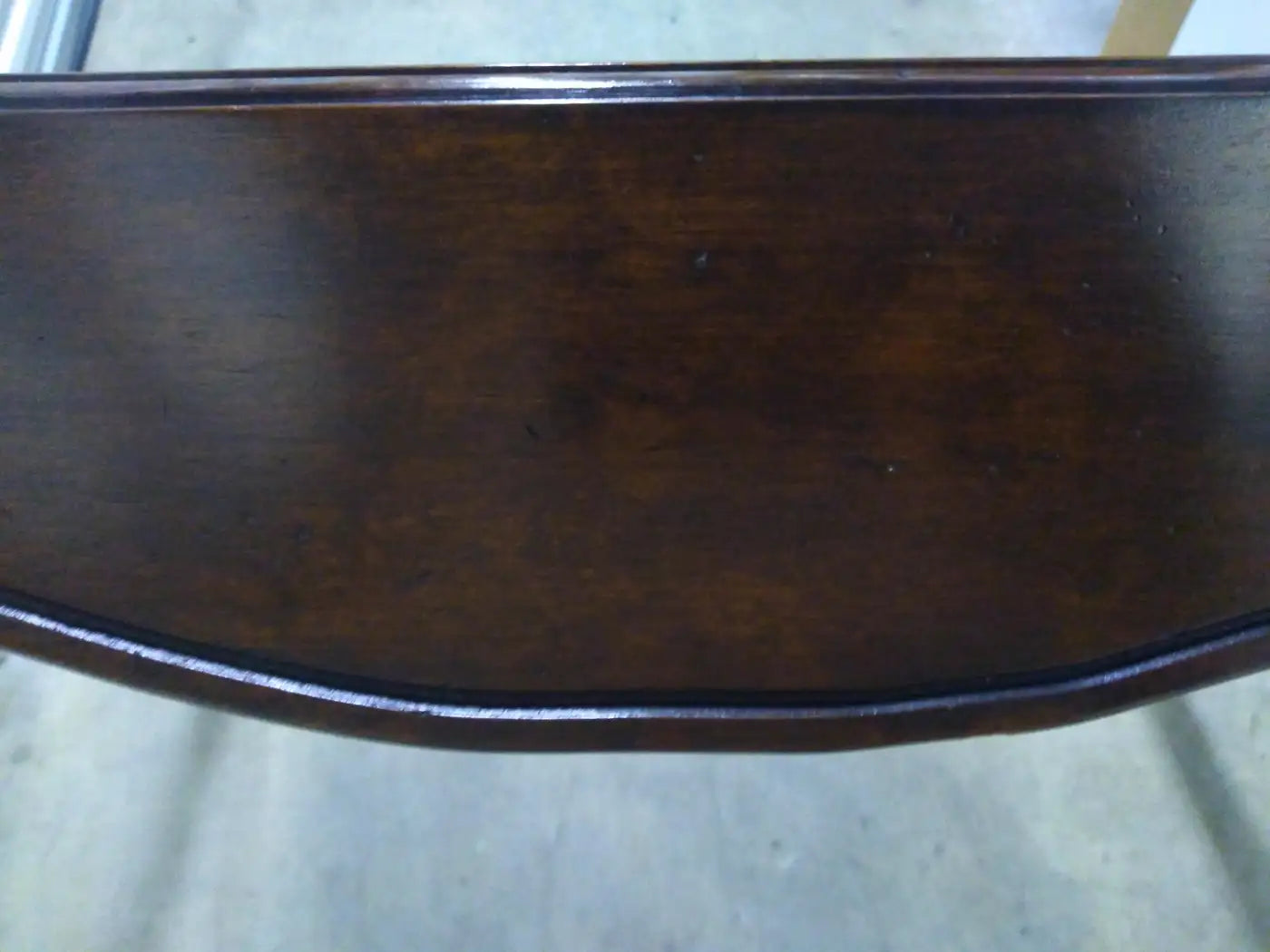 Italian walnut swan leg table with clear glass top