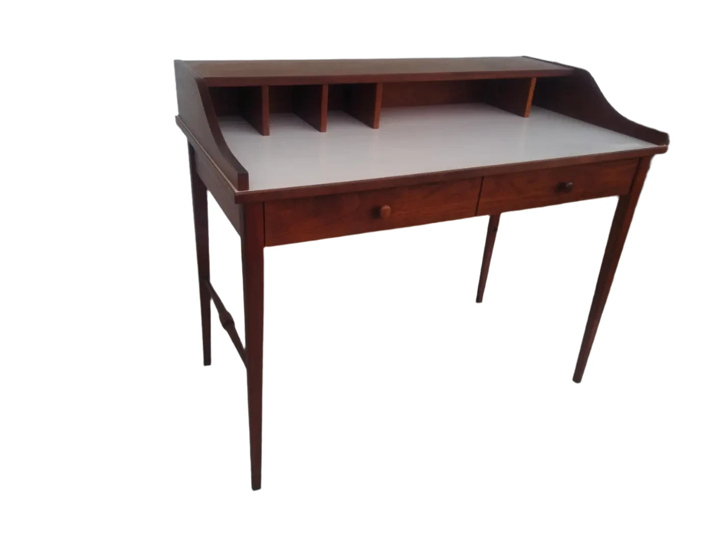 Drexel  MCM Biscayne Desk in Walnut with White Laminate Top
