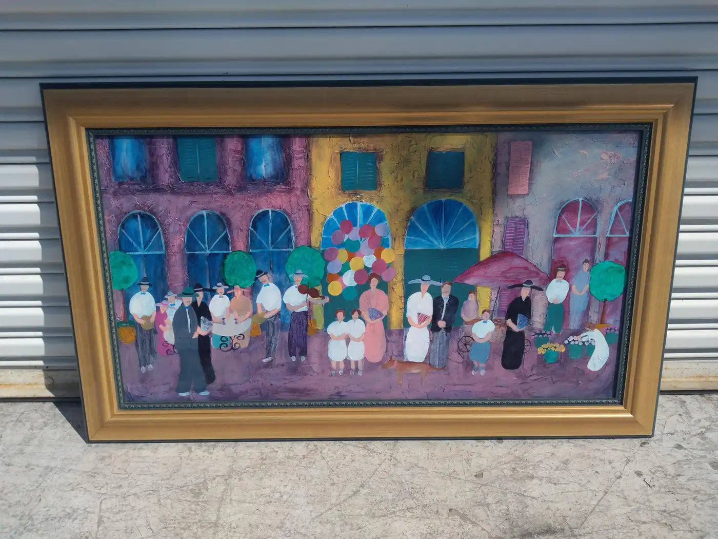 Original Jim Hill Acrylic on Canvas City Street Scene