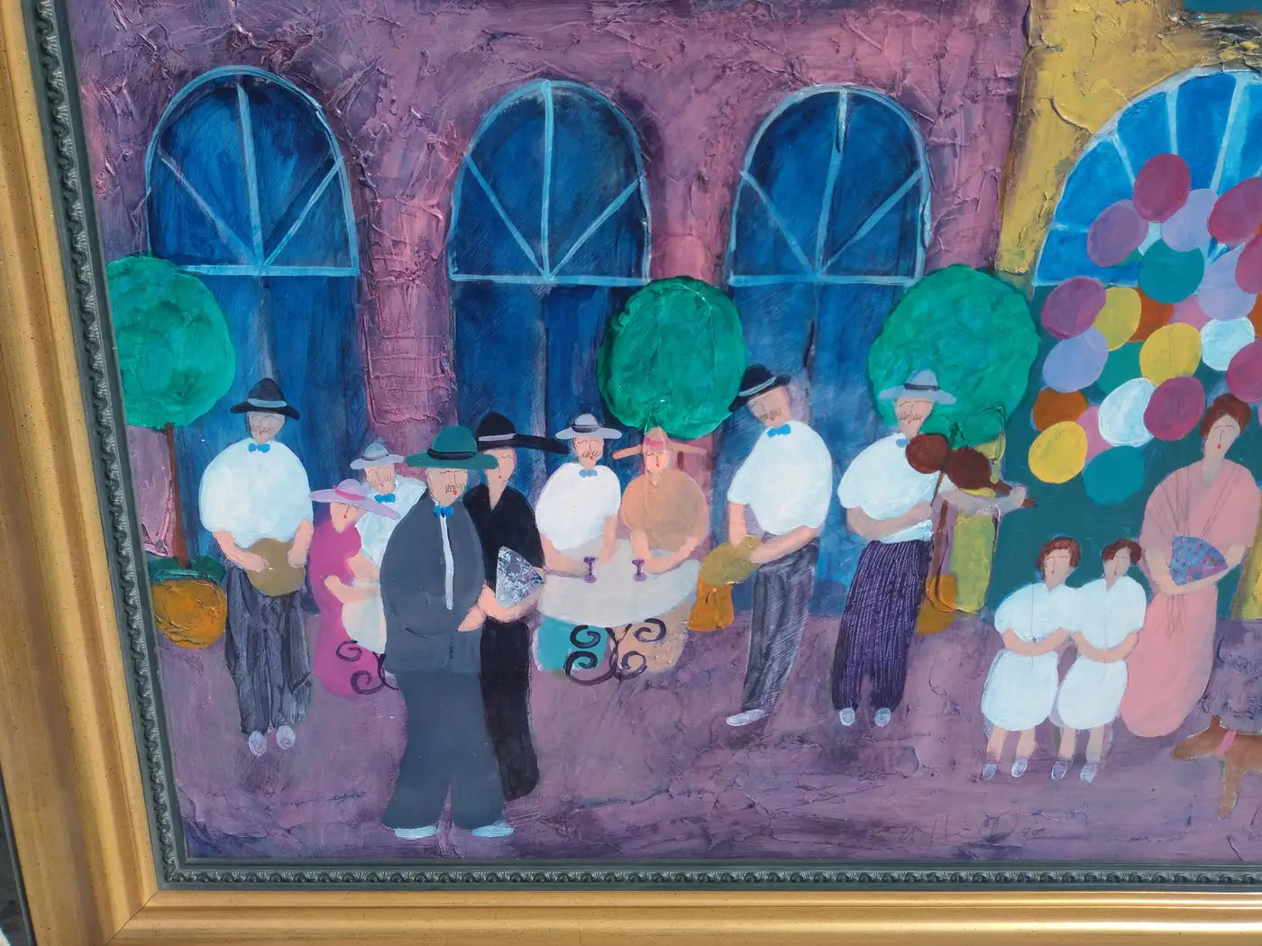 Original Jim Hill Acrylic on Canvas City Street Scene