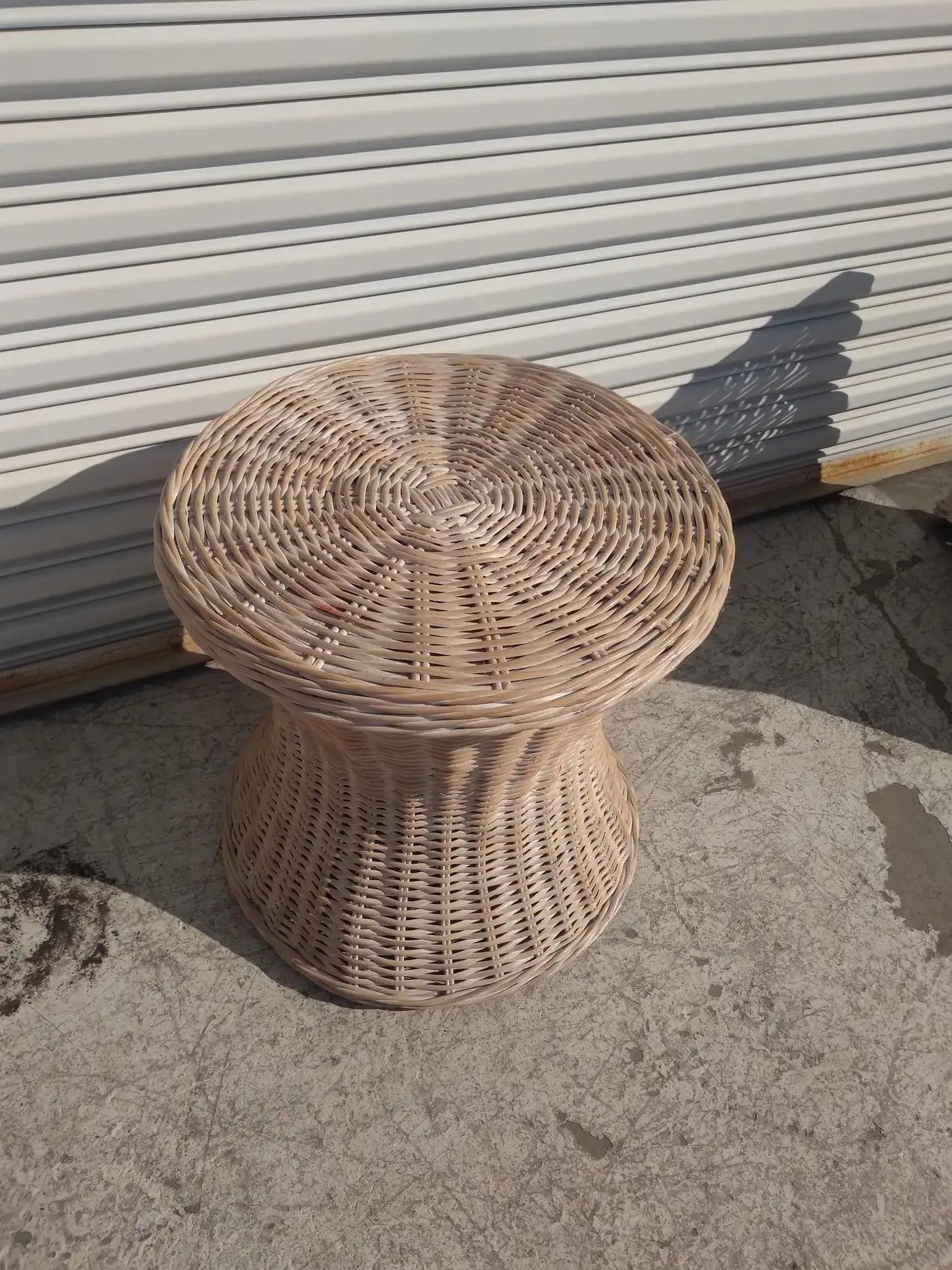 Woven bamboo coffee table for bohemian decor