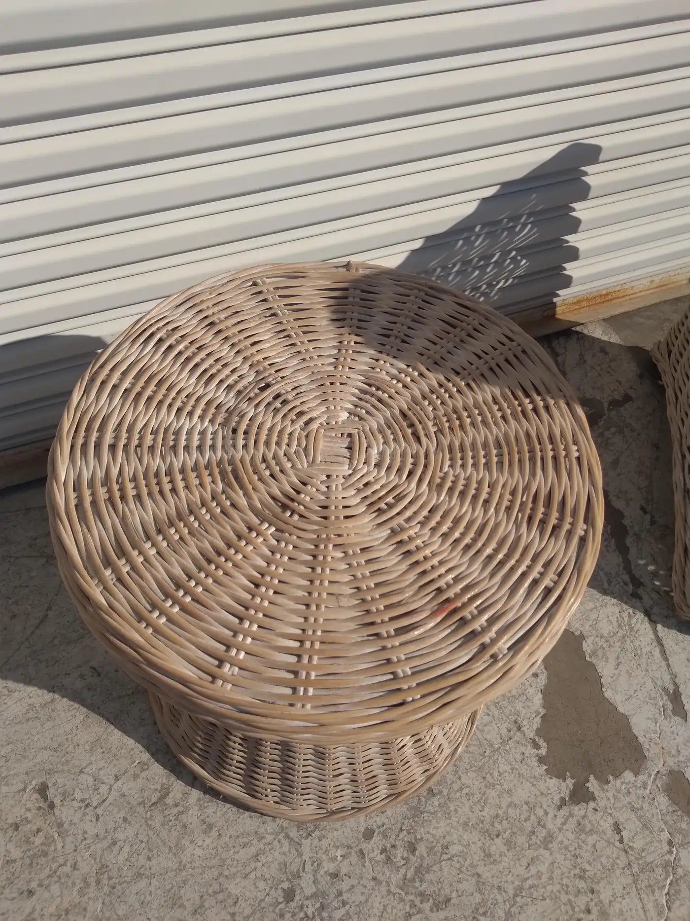 Bohemian rattan side table with bamboo details