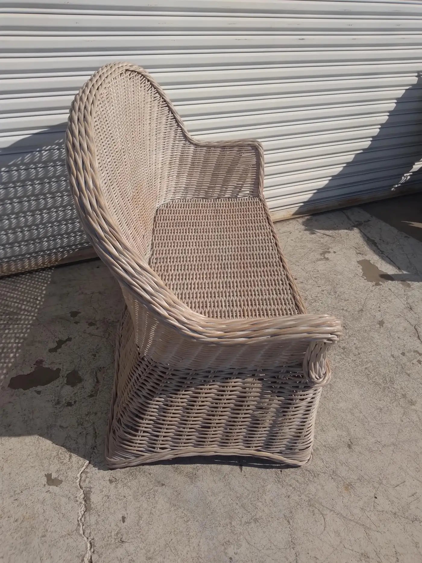 Boho rattan settee for living room or patio