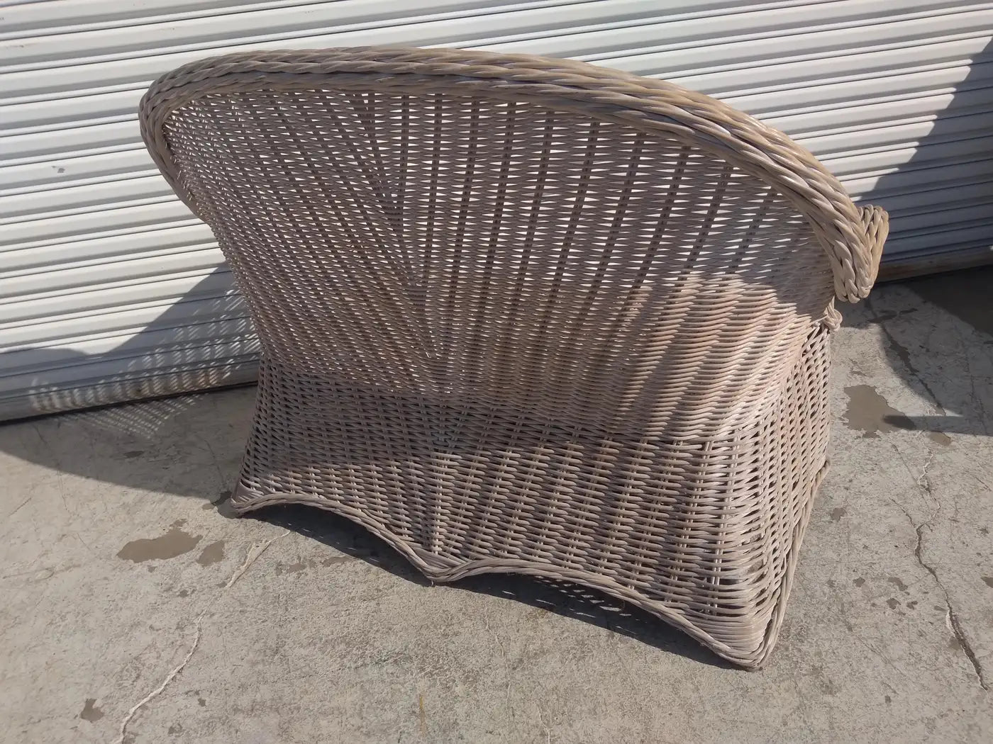 Bamboo and rattan settee with woven design