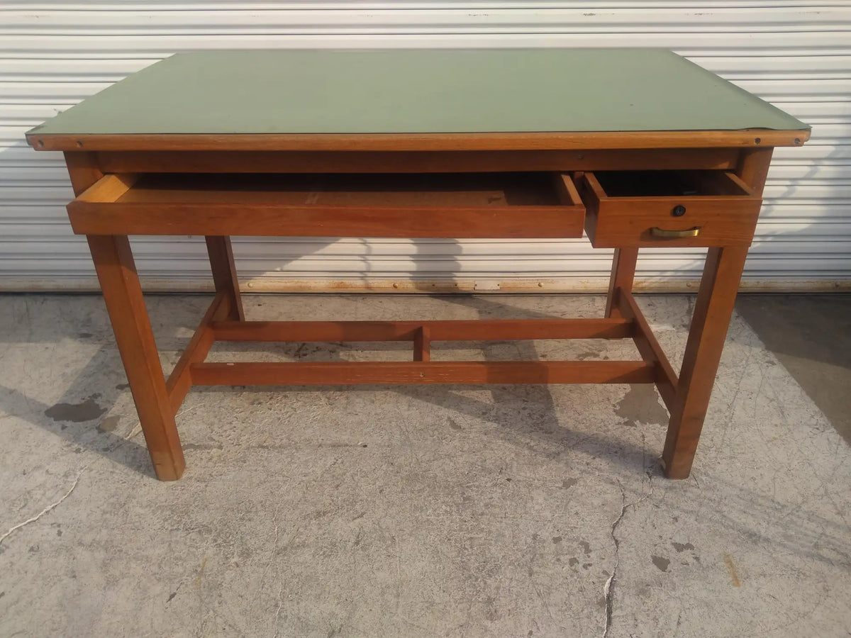 Vintage Adjustable Top Oak Drafting Table