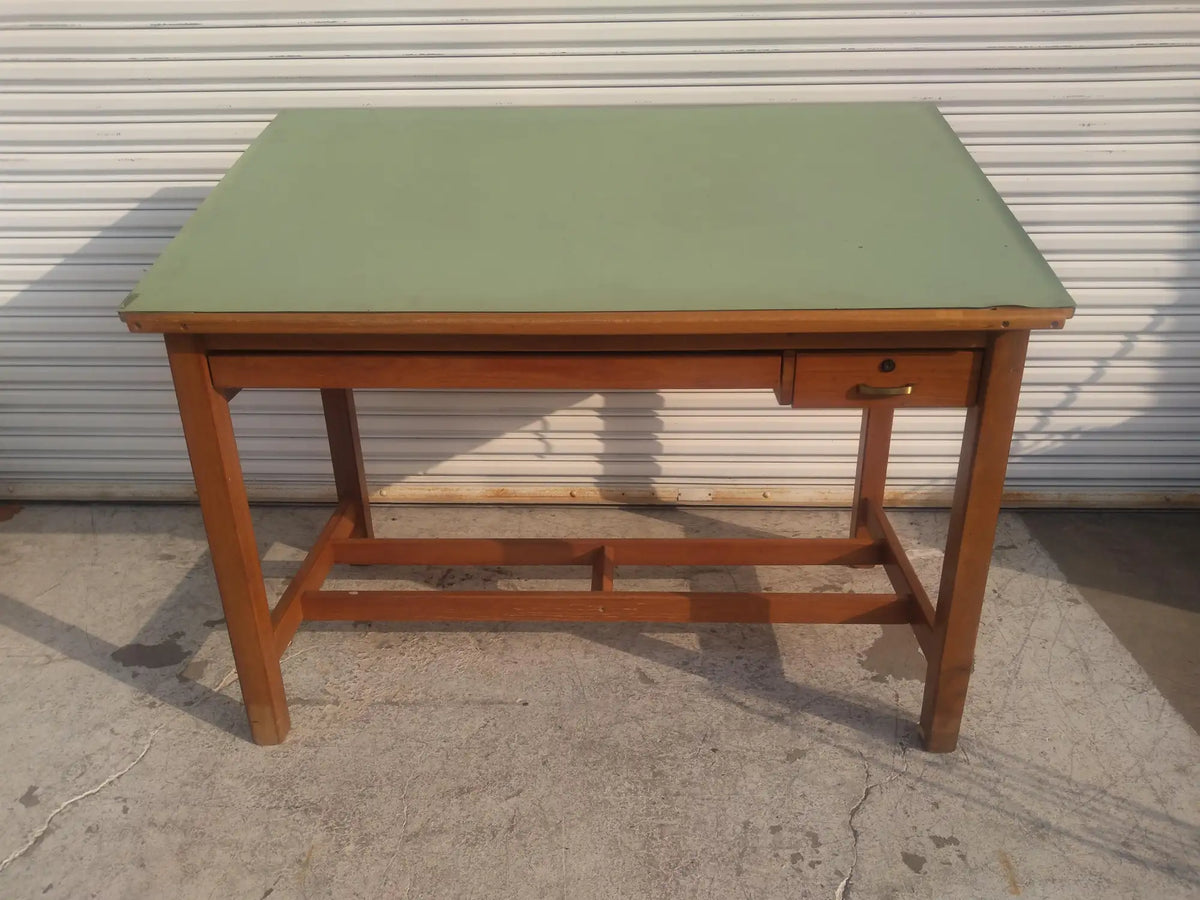Vintage Adjustable Top Oak Drafting Table