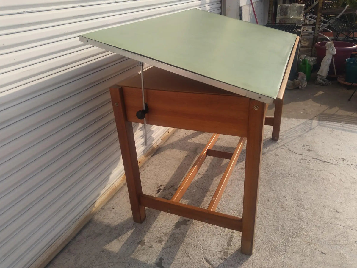Vintage Adjustable Top Oak Drafting Table
