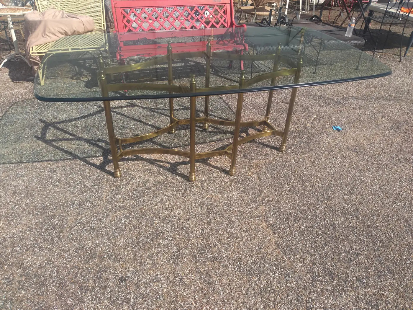 Neoclassical Maison Bagues dining table with glass top