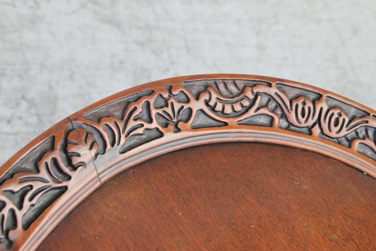 Pie Table Vintage Mahogany Carved Pie Crust Accent Table | Metro Retro Furniture