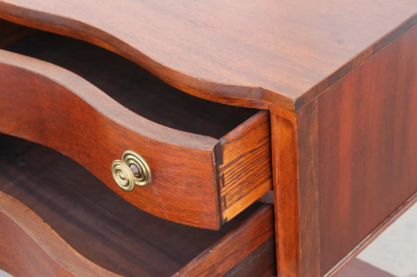 One Chippendale Mahogany Serpentine Front 2-Drawer Side Table