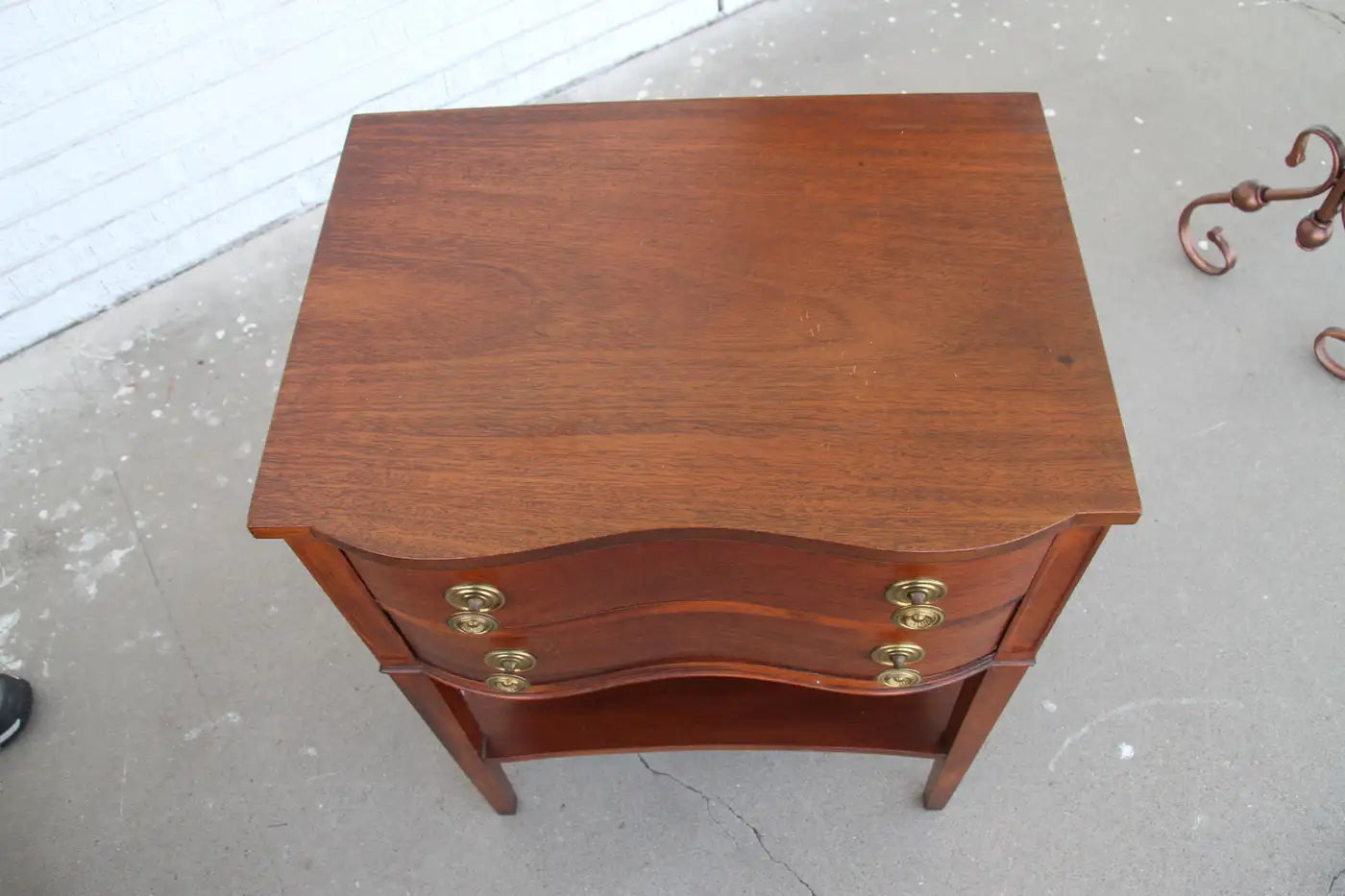 One Chippendale Mahogany Serpentine Front 2-Drawer Side Table