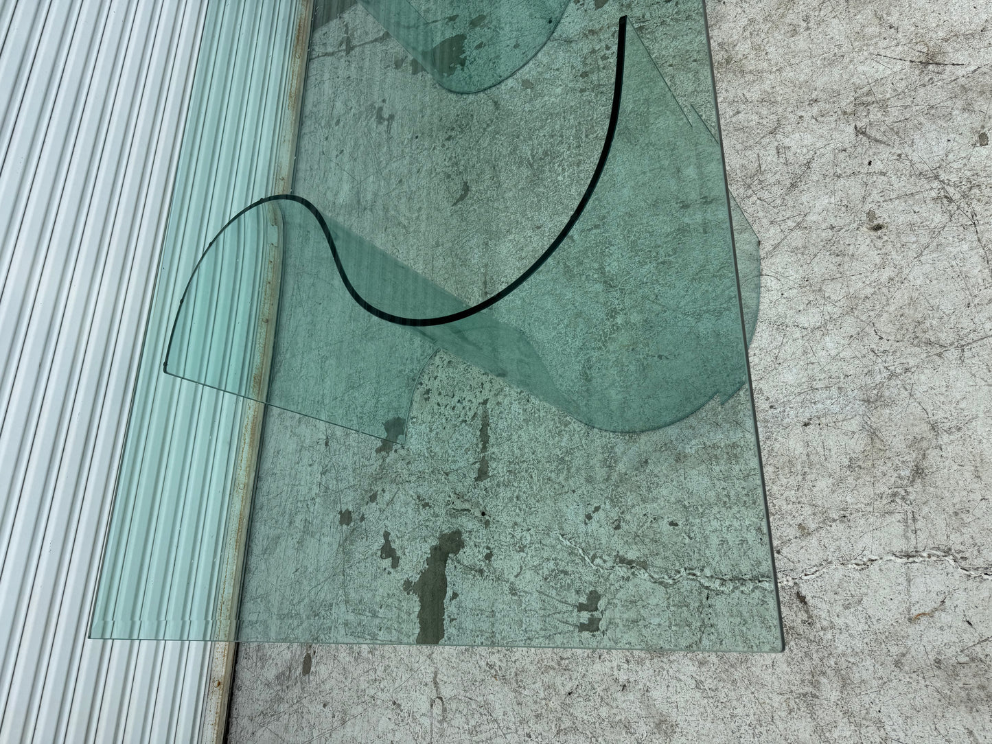 Fiam Italia Large Glass Dining/Conference Table w/ 2 Wave-Shaped Glass Bases