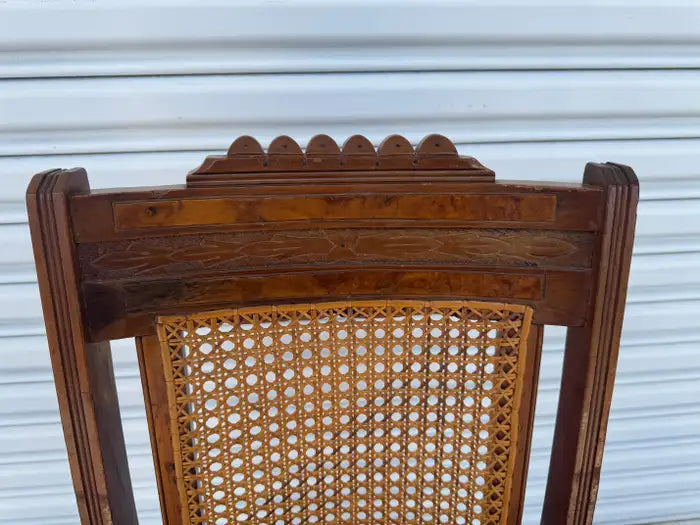 Antique Eastlake Carved Walnut and Cane Parlor Chair