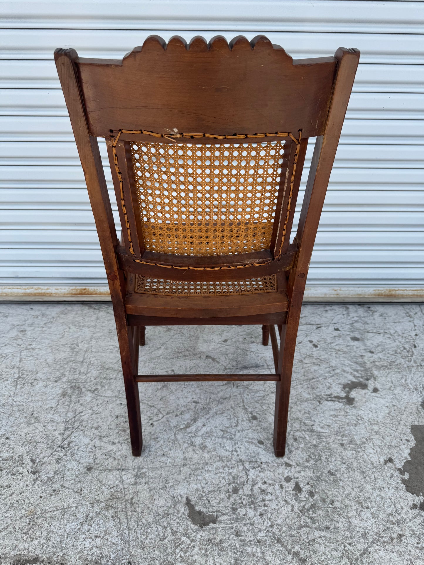 Antique Eastlake Carved Walnut and Cane Parlor Chair