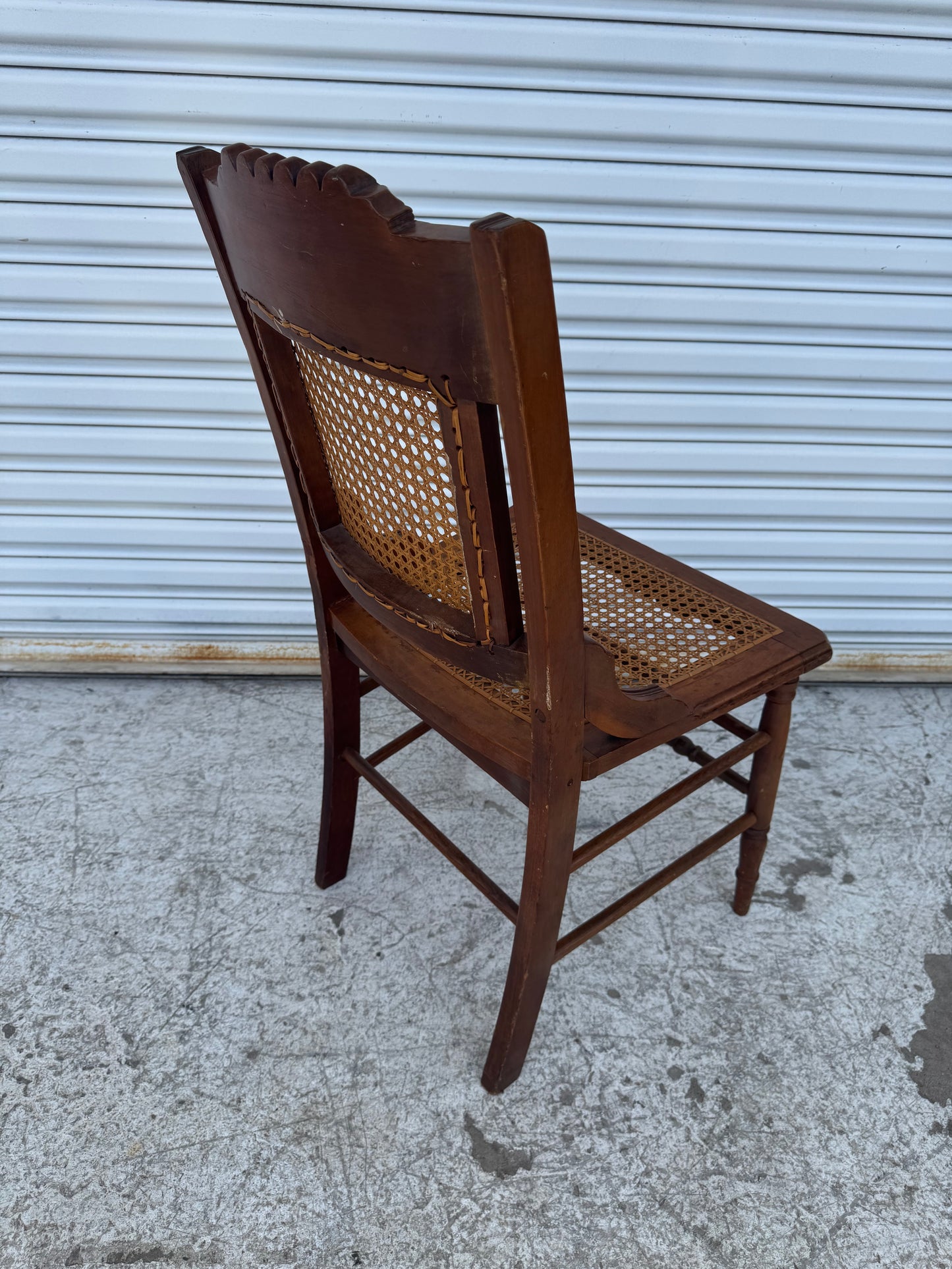 Antique Eastlake Carved Walnut and Cane Parlor Chair