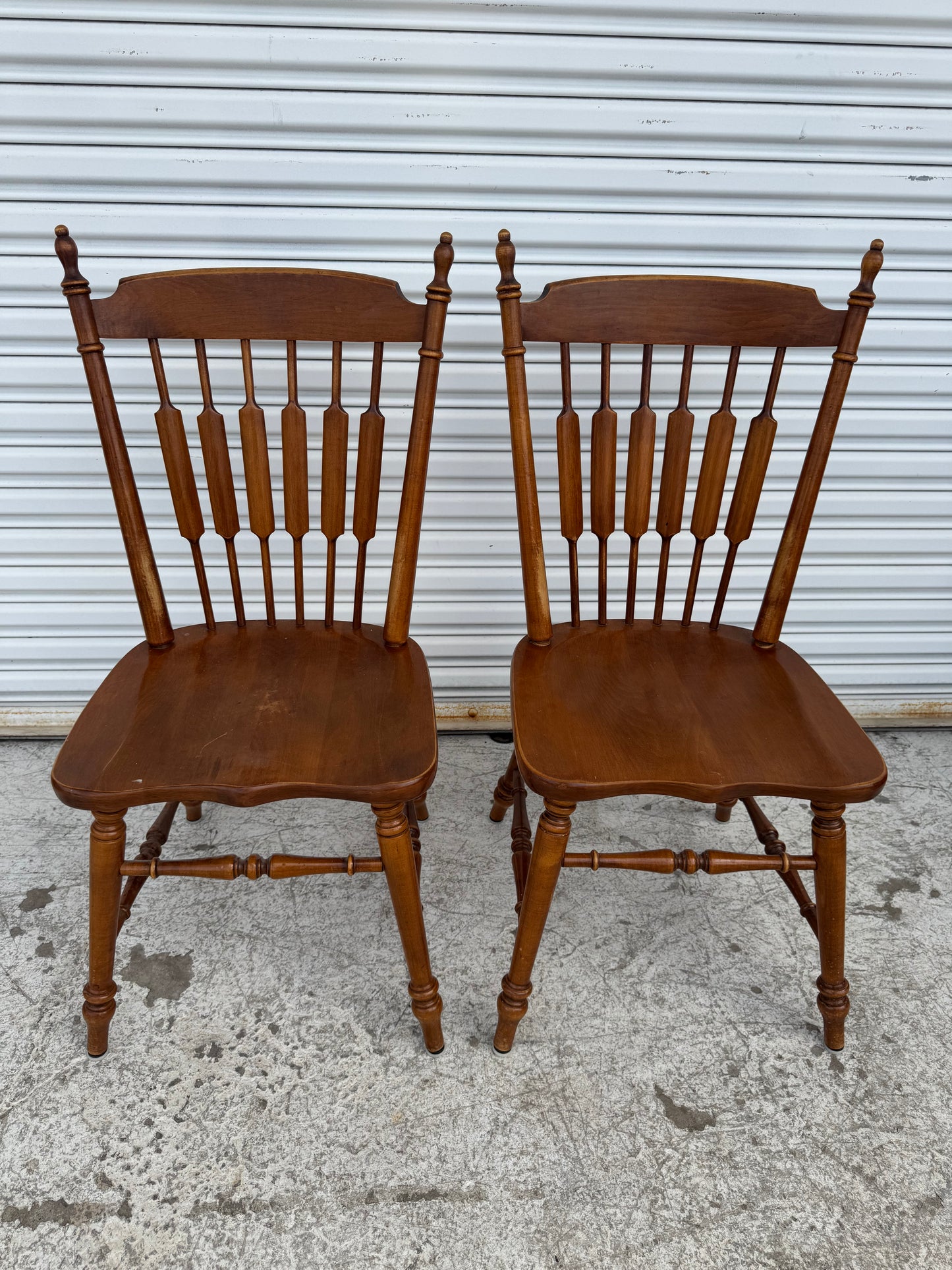 Pair of Tell City Furniture Hard Rock Cattail Back Dining Chairs