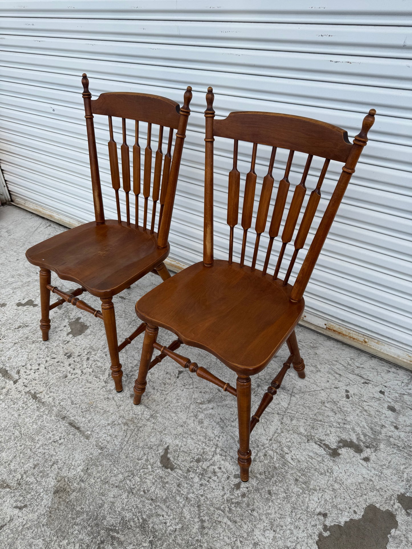 Pair of Tell City Furniture Hard Rock Cattail Back Dining Chairs