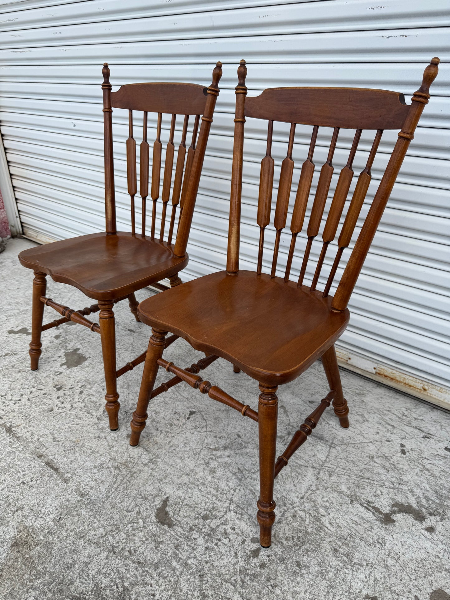Pair of Tell City Furniture Hard Rock Cattail Back Dining Chairs