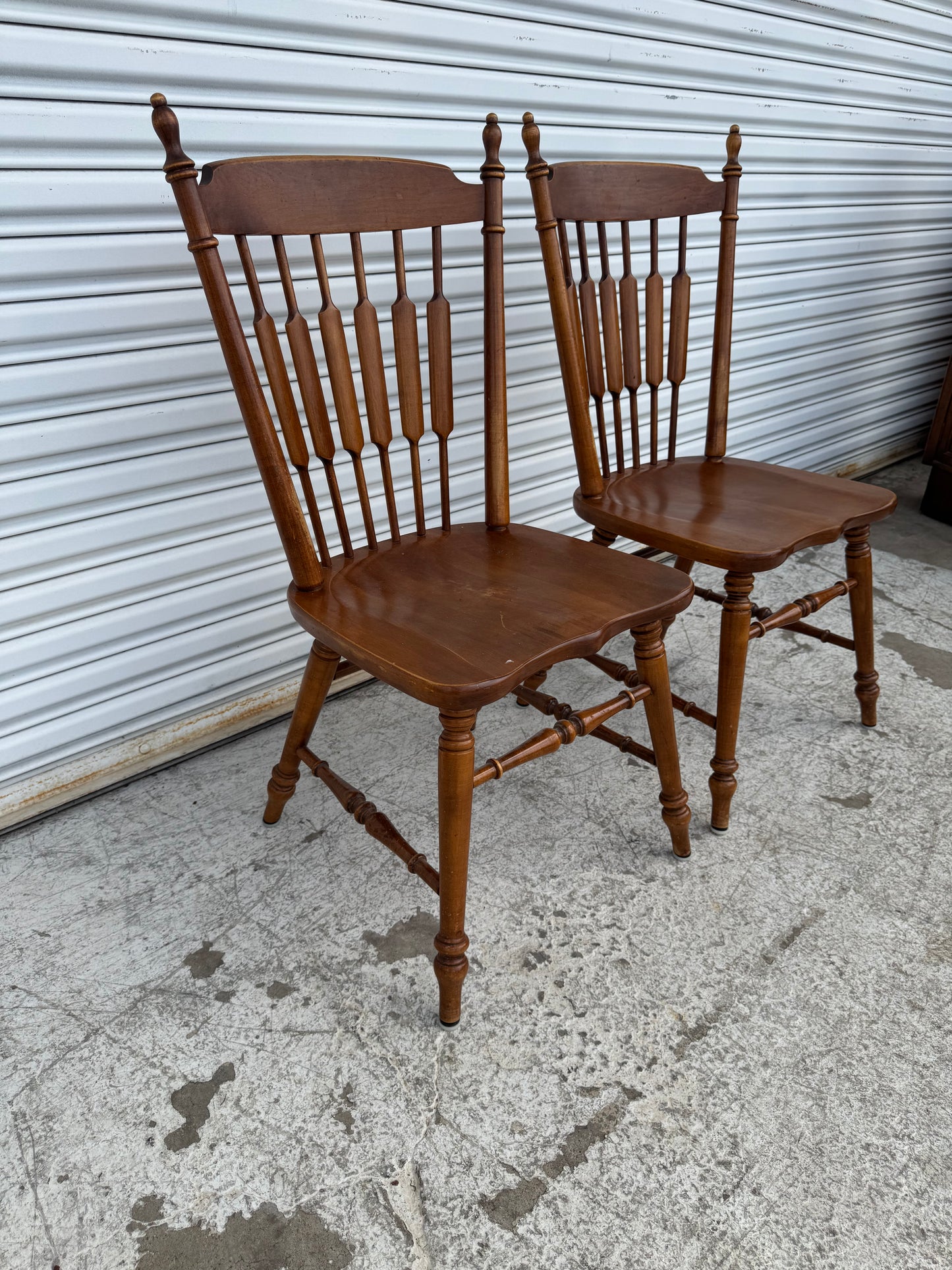 Pair of Tell City Furniture Hard Rock Cattail Back Dining Chairs