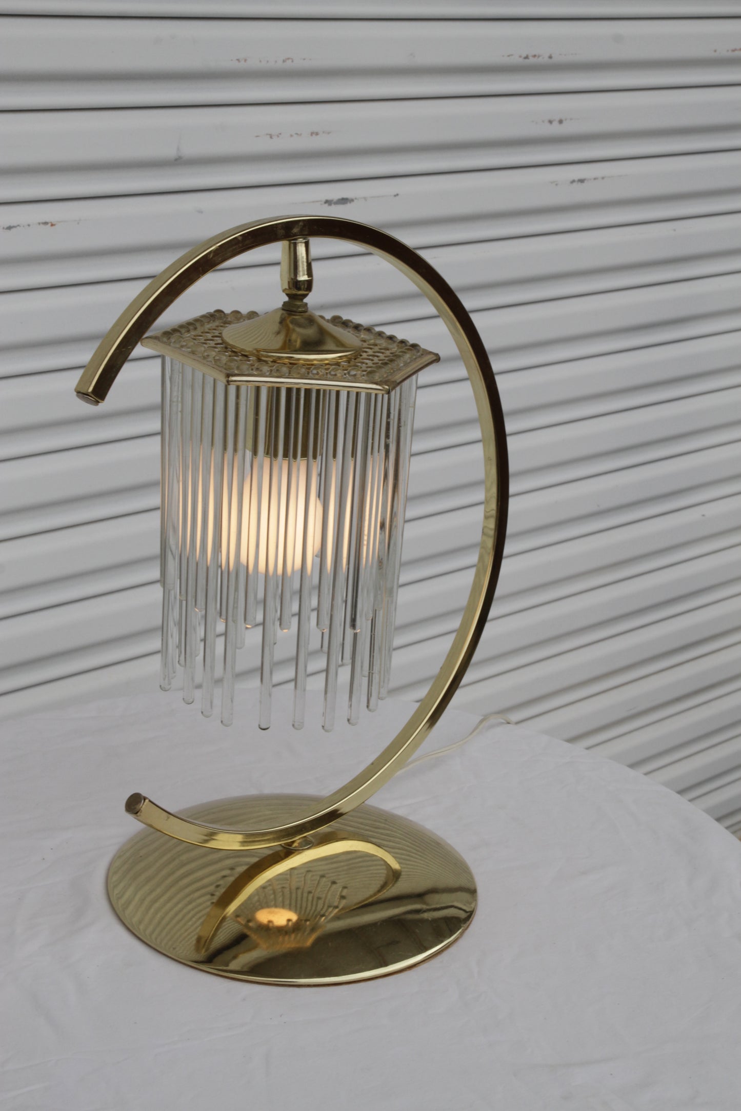 Brass Table Lamps with Cascading Glass Rods by Gaetano Sciolari