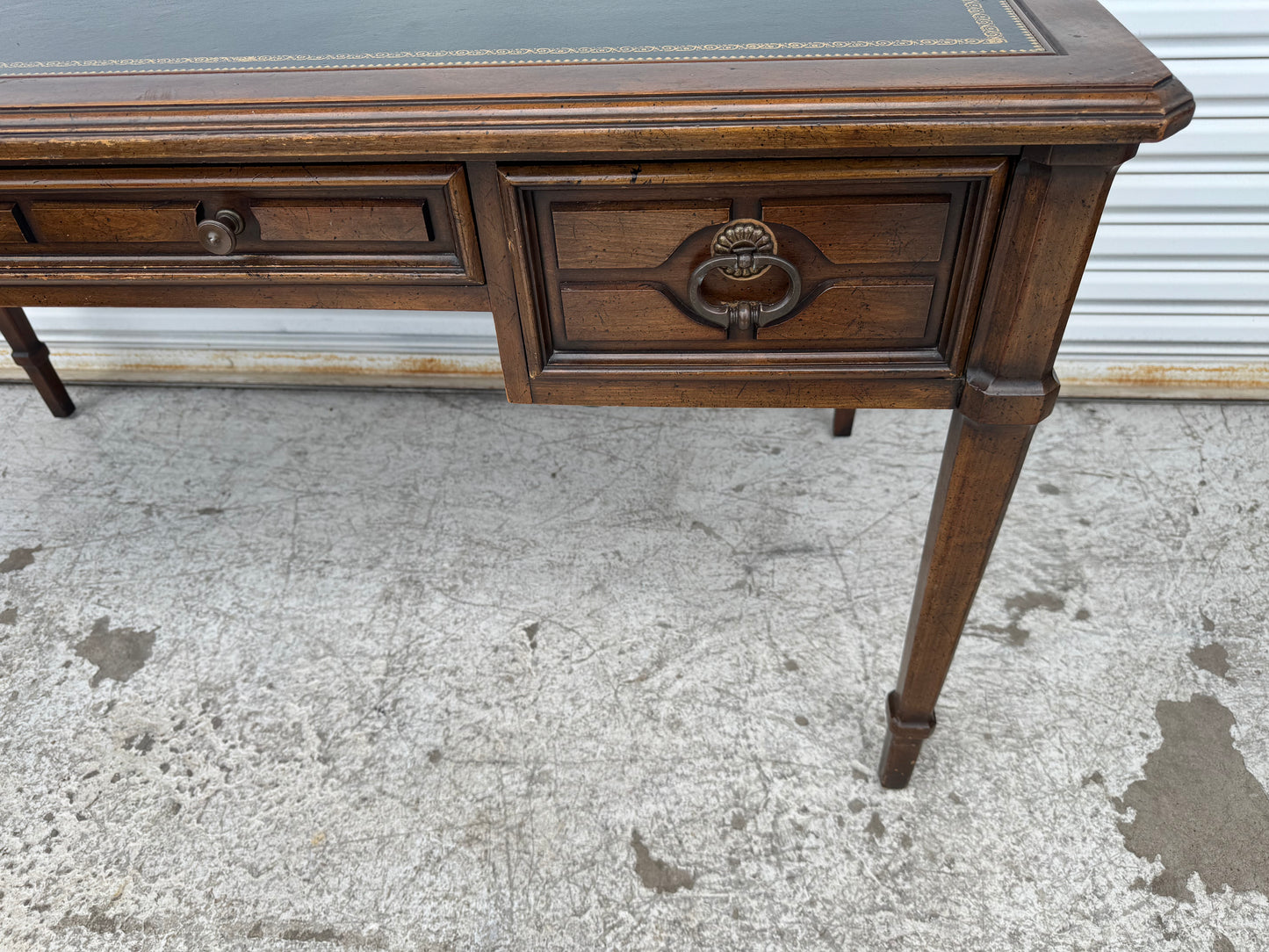 Vintage Italian Provincial 1970's Sligh Lowry Writing Desk Leather Top