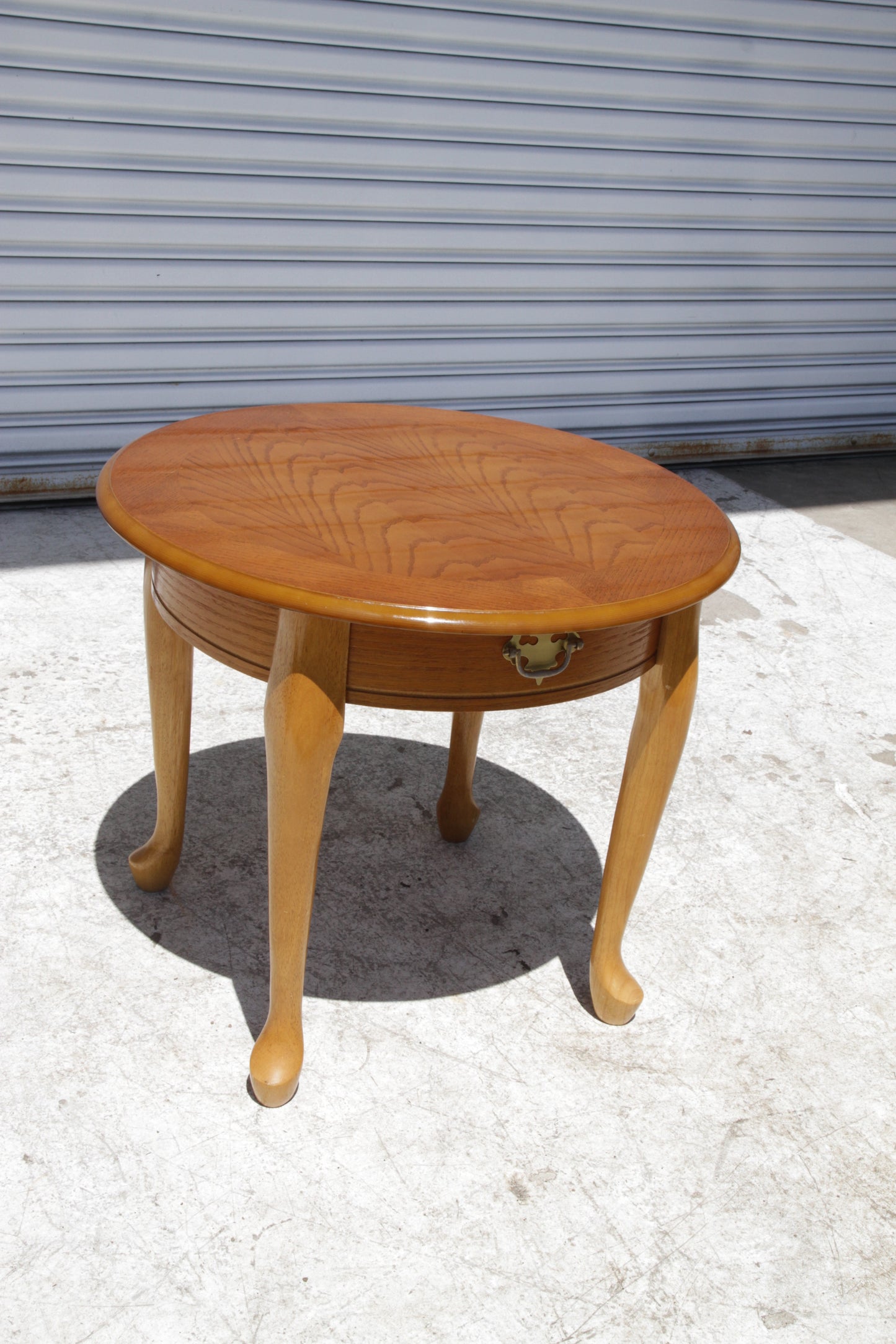 Round Oak End Table