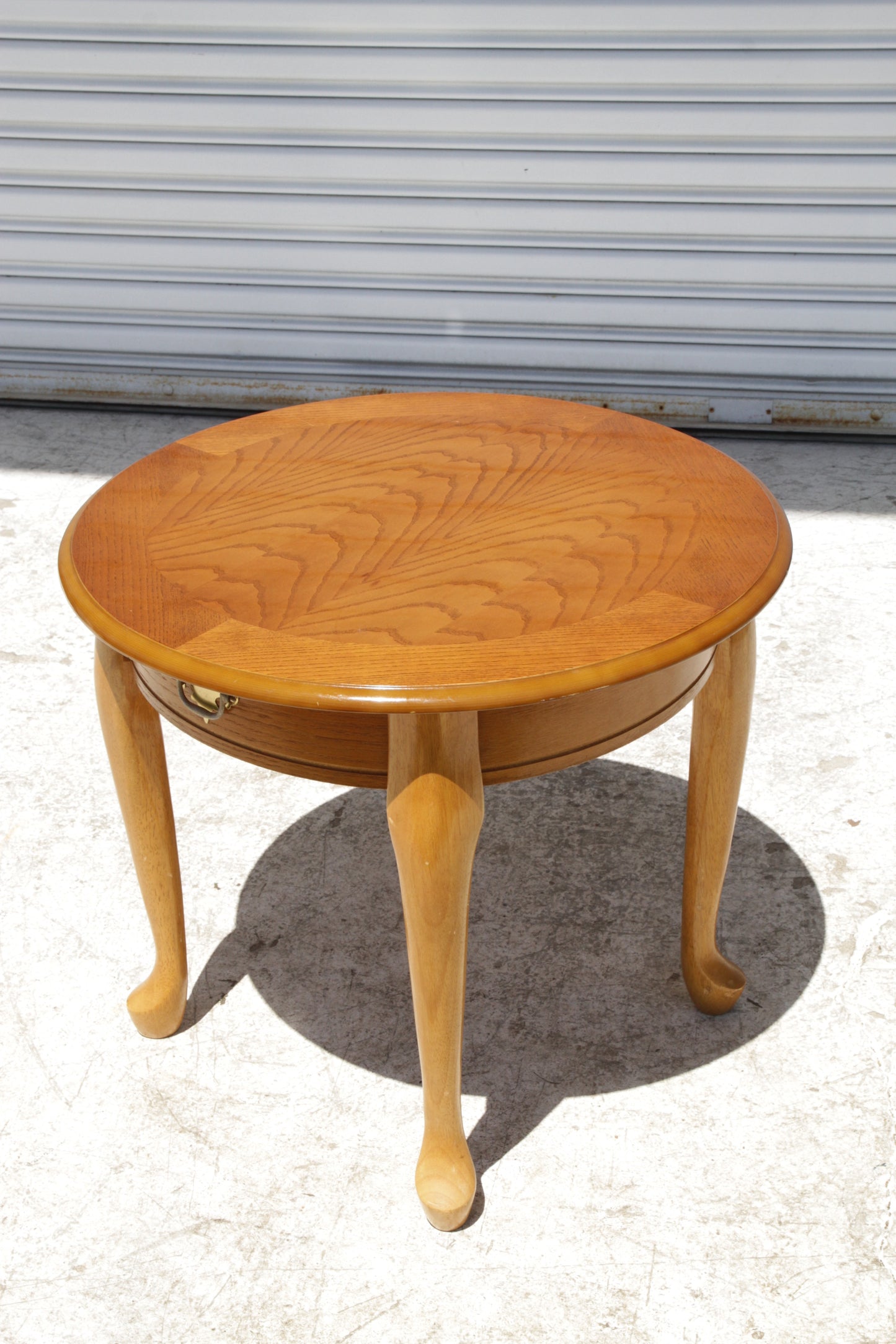 Round Oak End Table