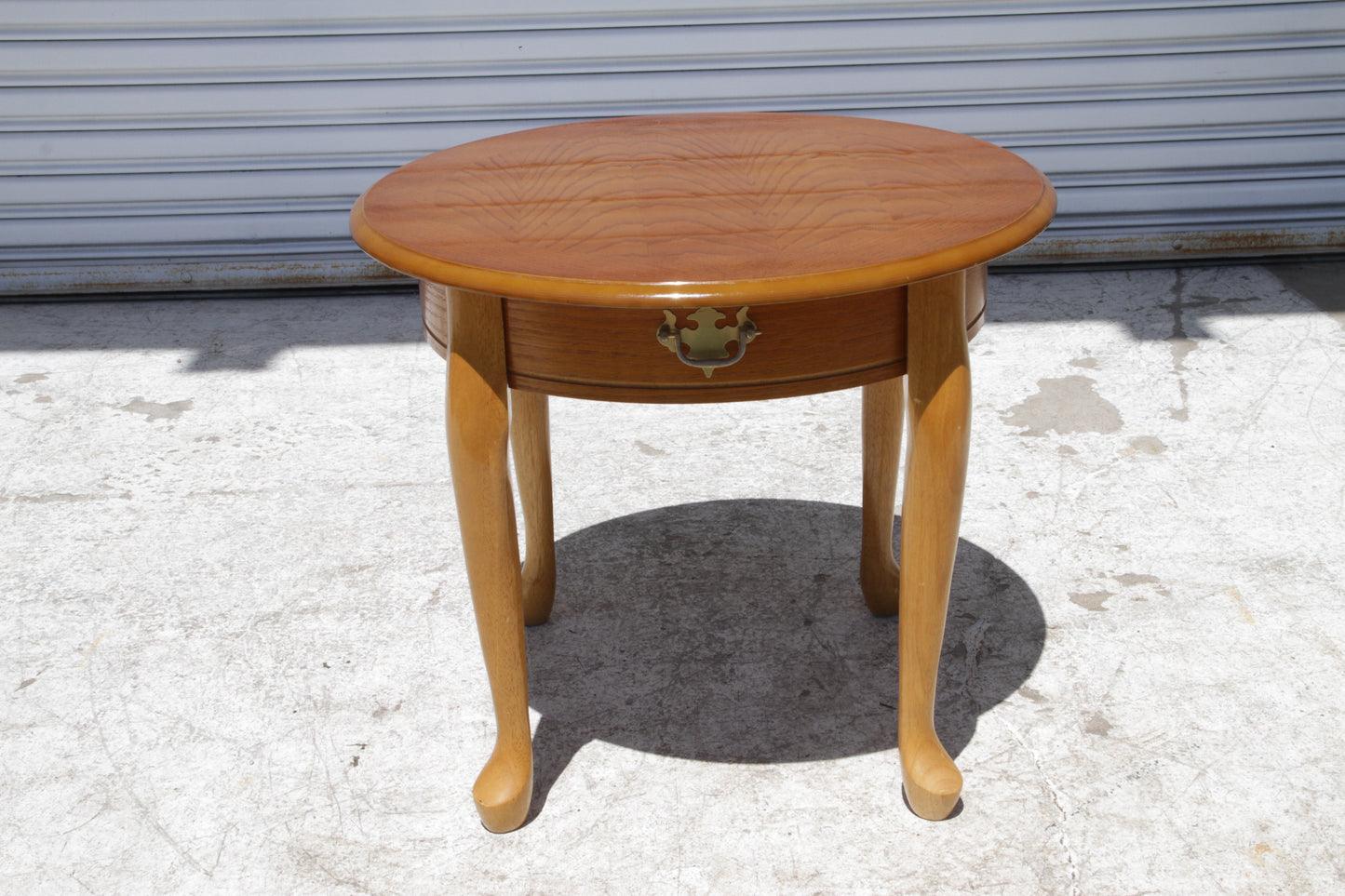 Round Oak End Table