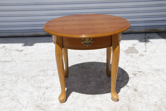 Round Oak End Table