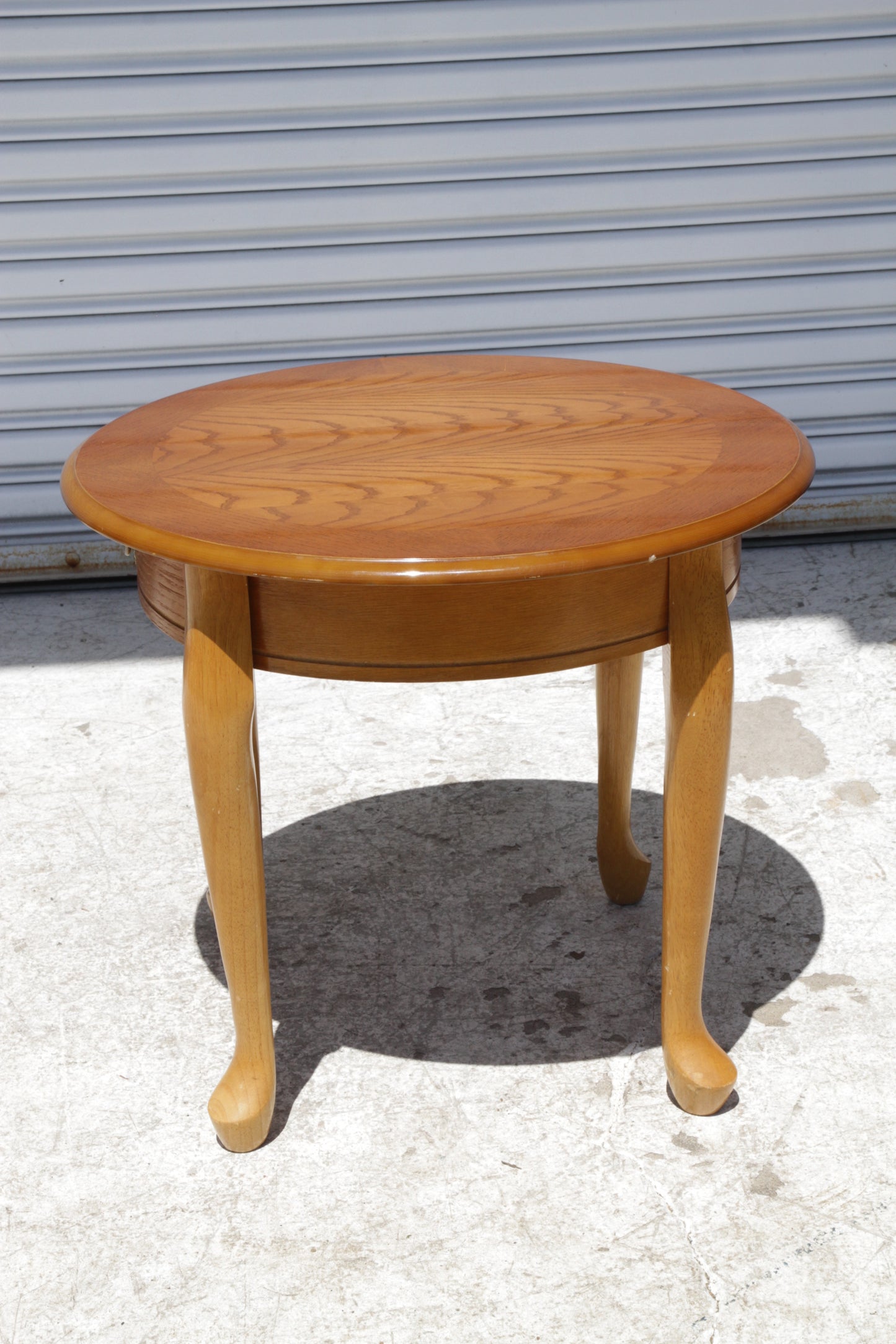 Round Oak End Table