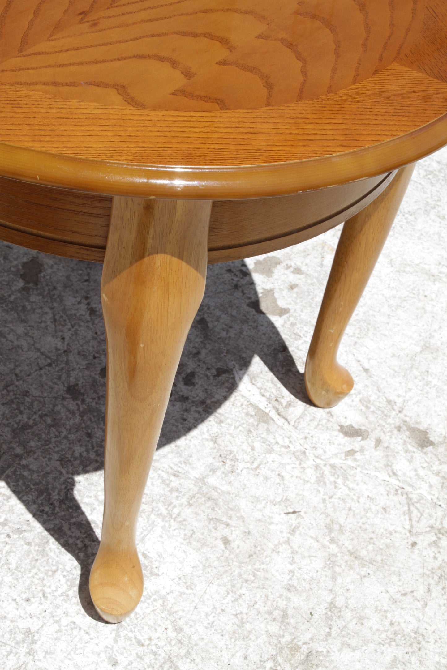 Round Oak End Table