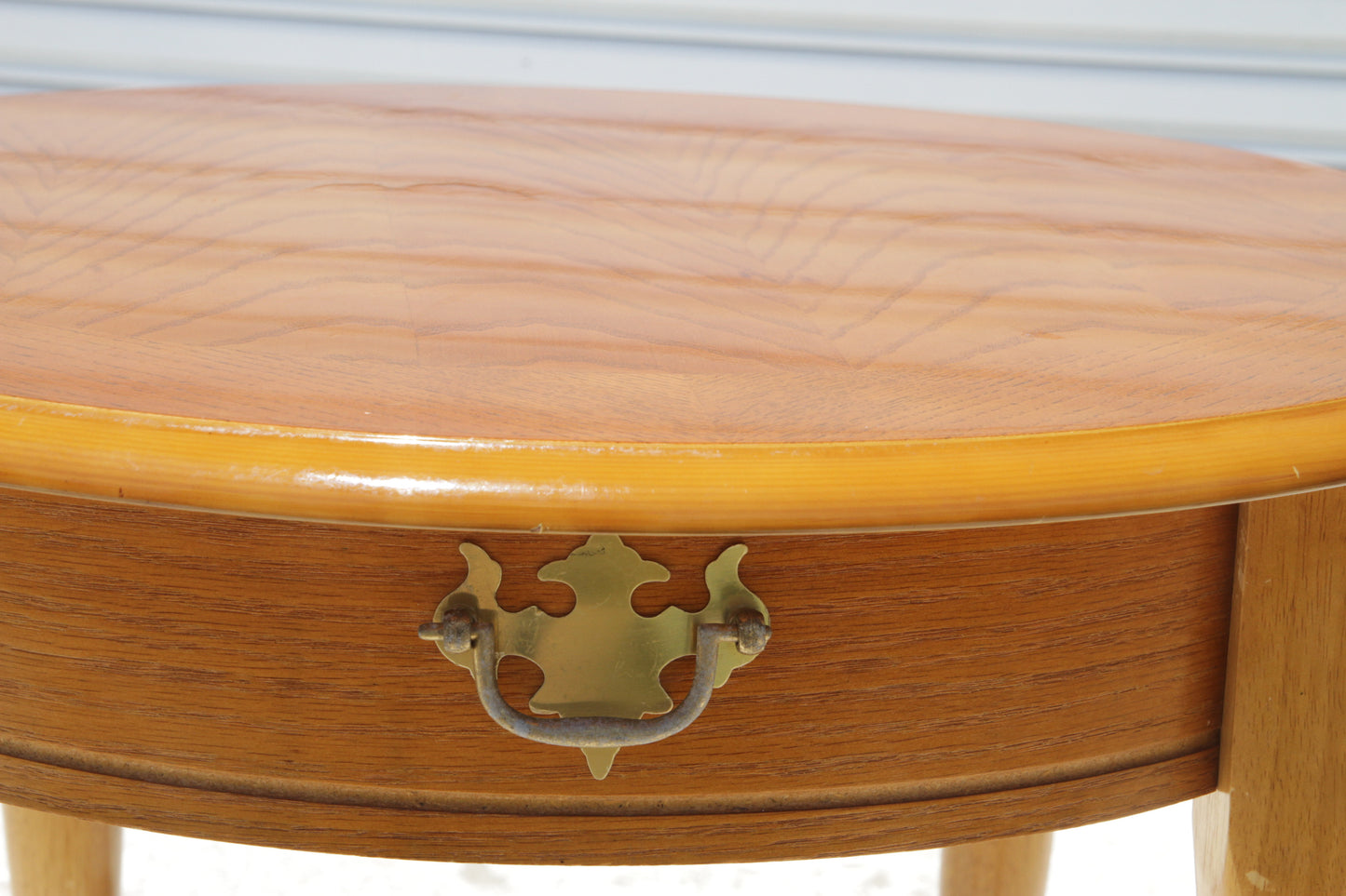 Round Oak End Table