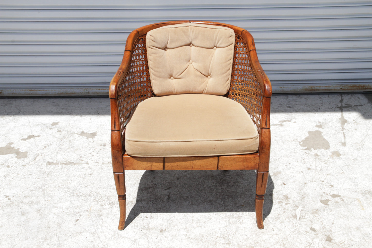 Vintage Barrel Back Bamboo and Cane Chair