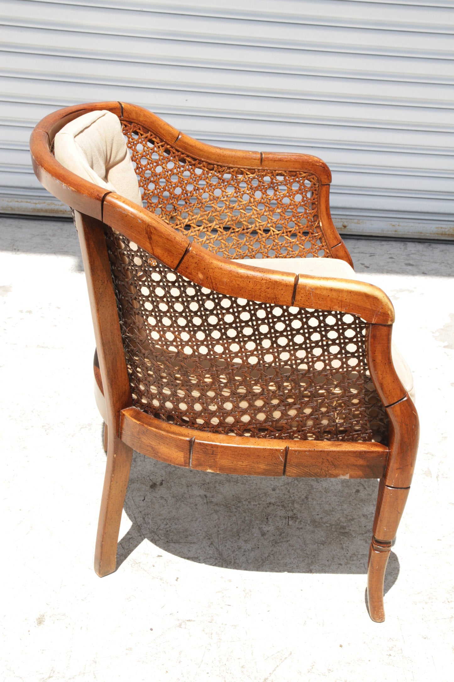 Vintage Barrel Back Bamboo and Cane Chair