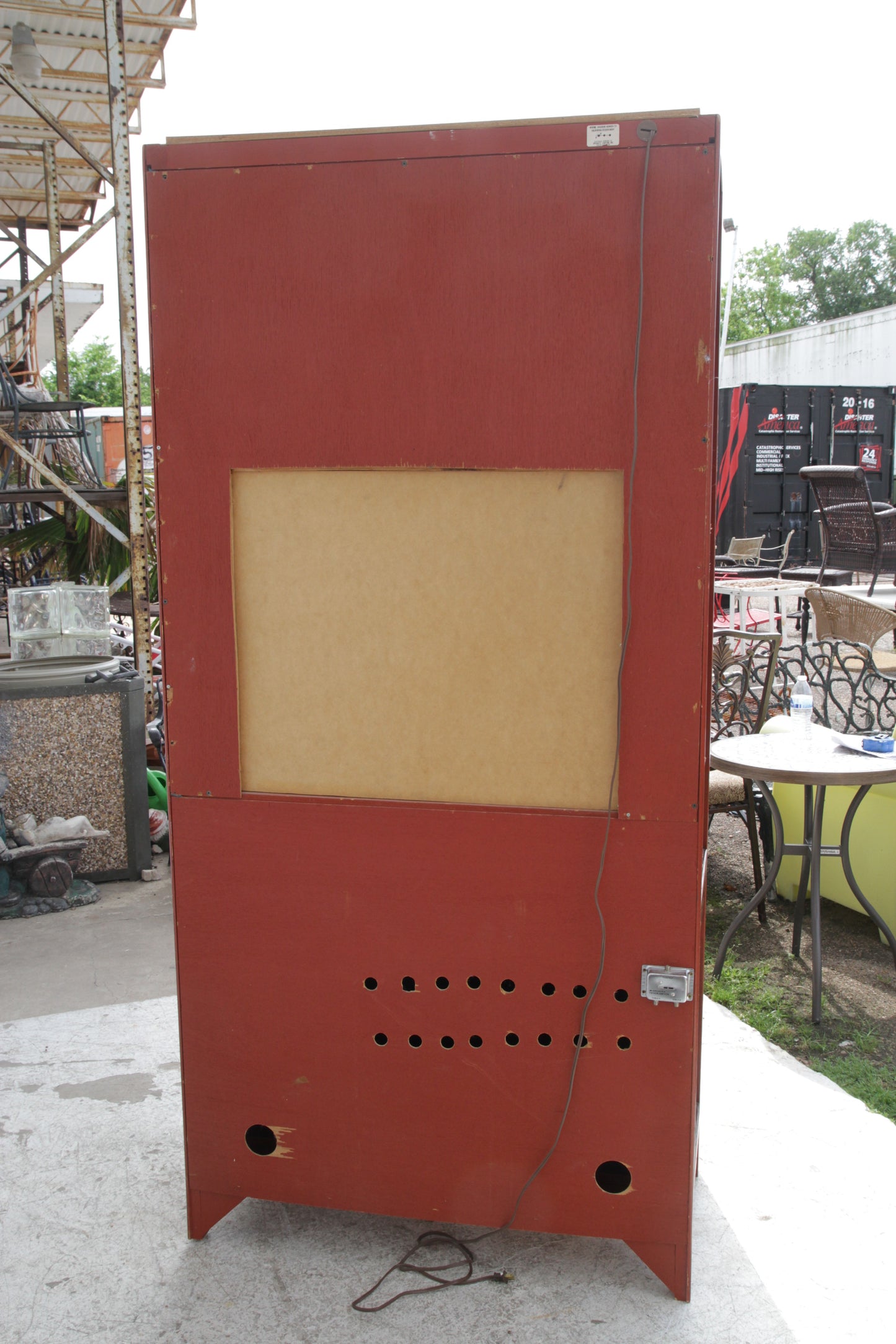 Century Furniture Asian Ming Style Tall Red Lacquer Lighted Dry Bar Cabinet