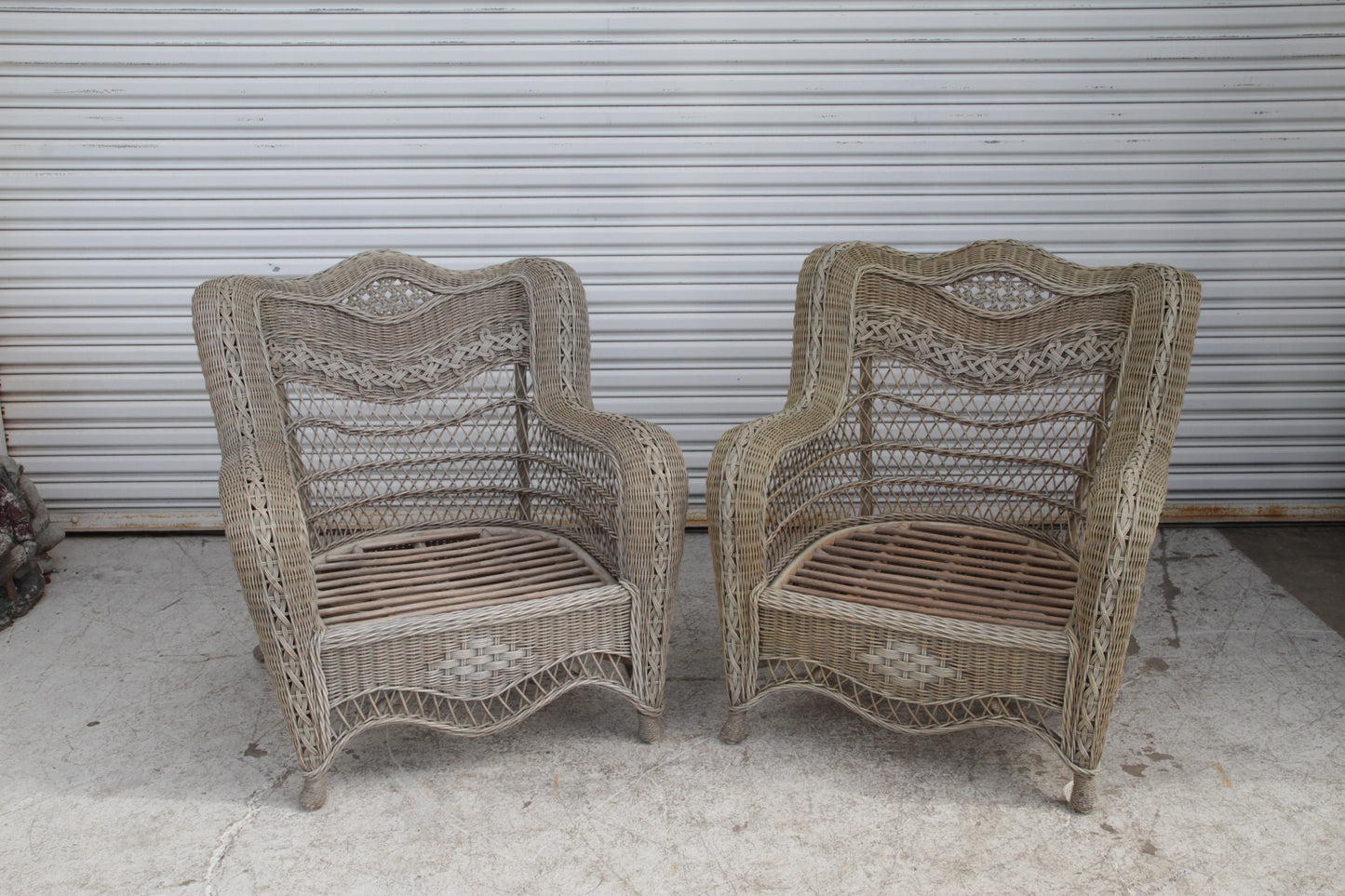 Early 20th Century Vintage Wicker Chair Set of 3