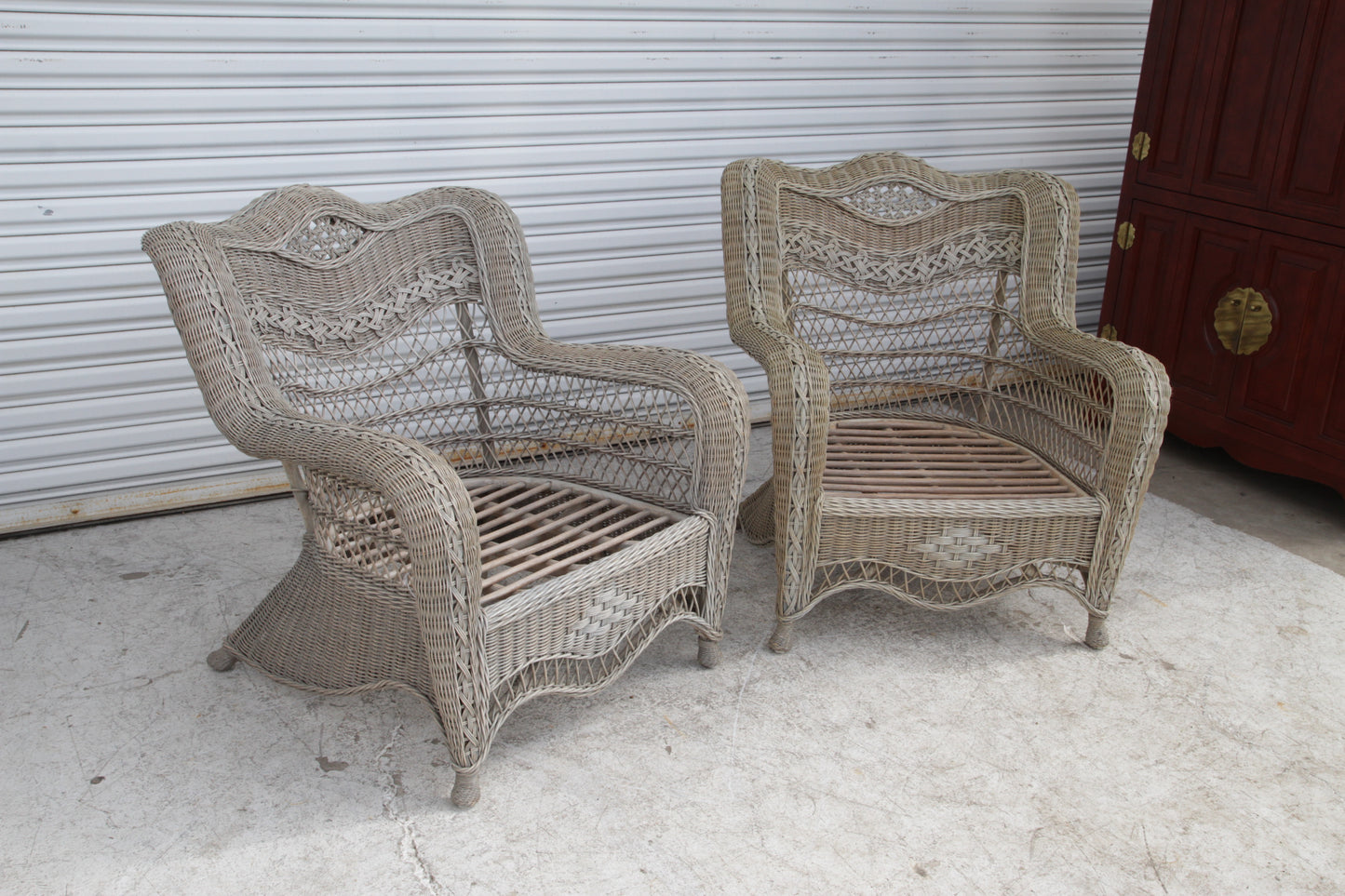 Early 20th Century Vintage Wicker Chair Set of 3