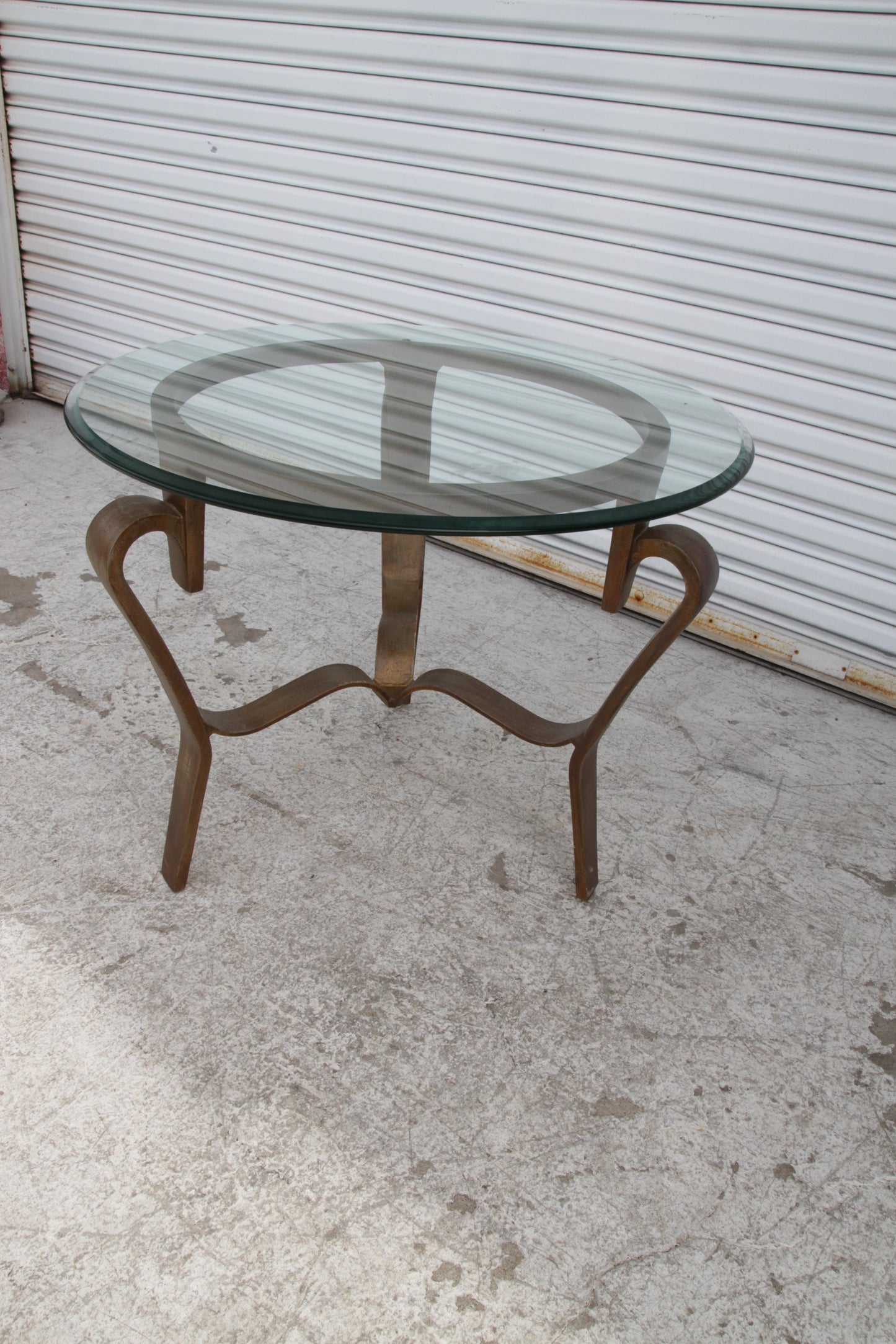 Wrought Iron Round Coffee Table with Glass Top