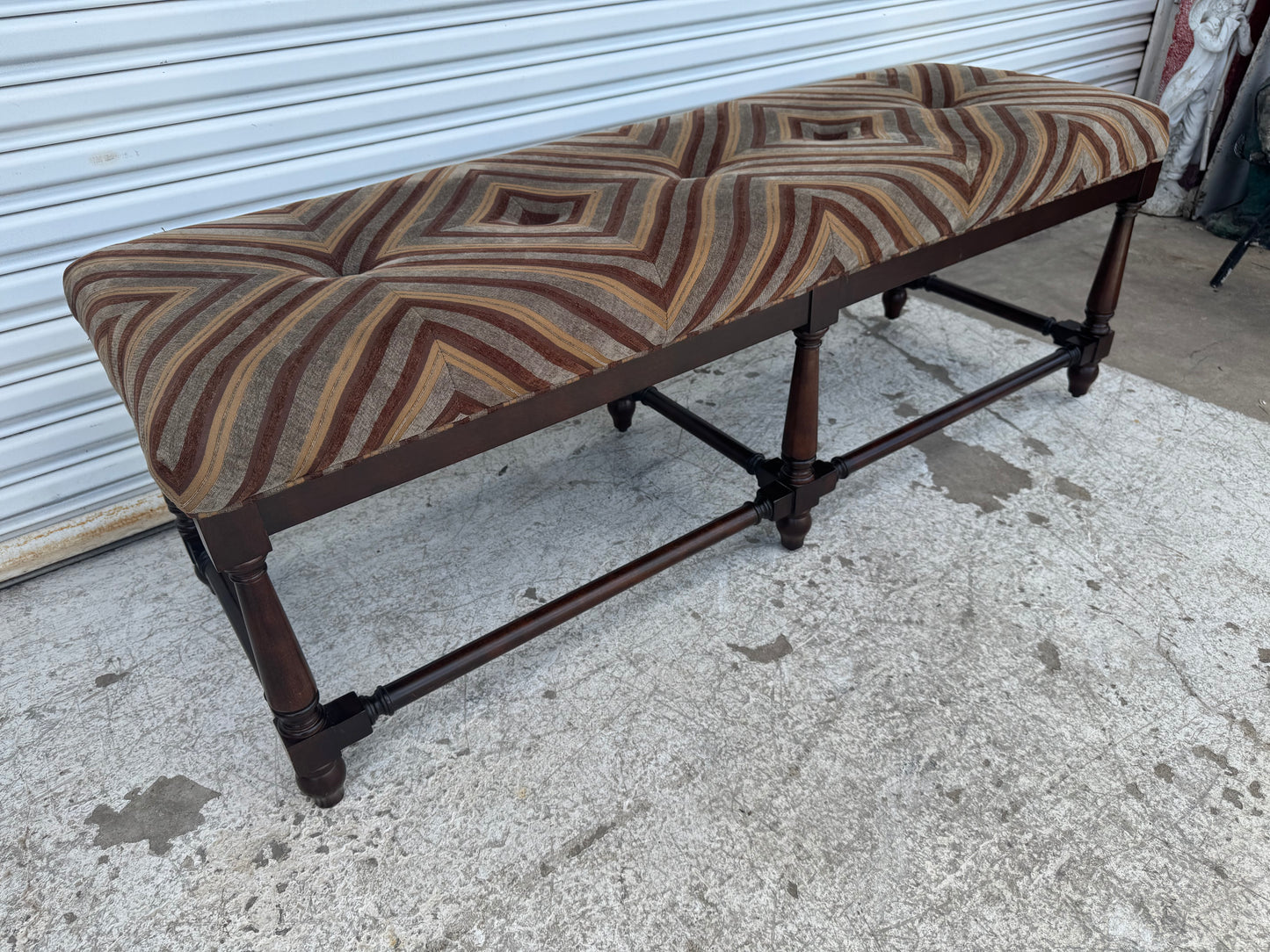 6 Leg Stretcher Base Tufted Upholstered Bench