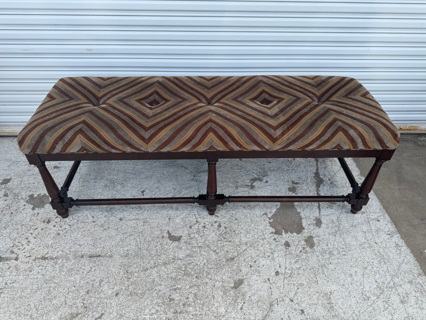 6 Leg Stretcher Base Tufted Upholstered Bench