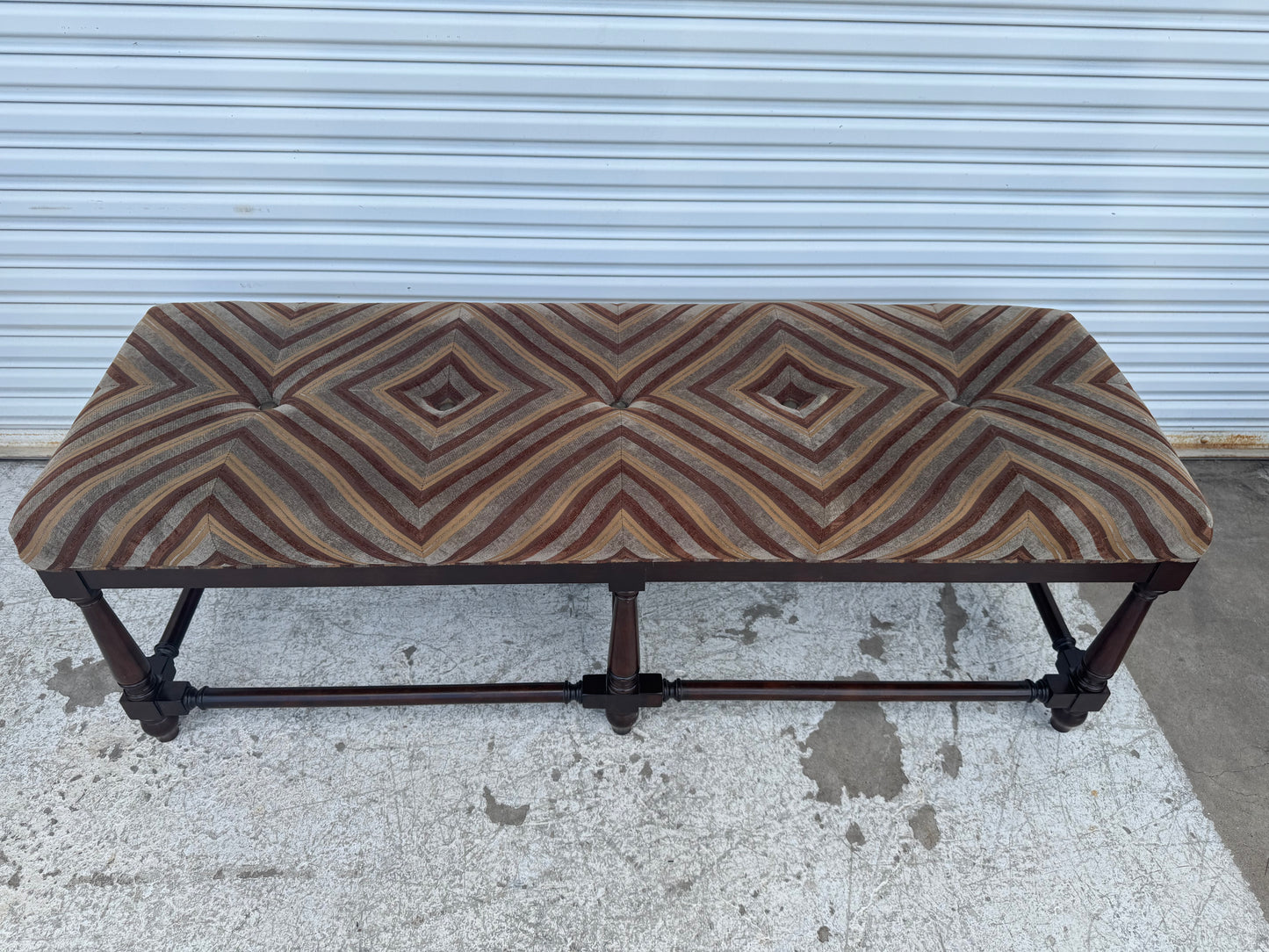 6 Leg Stretcher Base Tufted Upholstered Bench