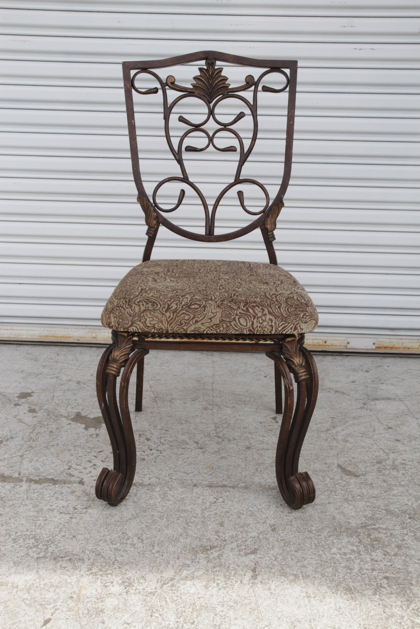 A Pair of Cafe Side Accent Wrought Iron Chairs