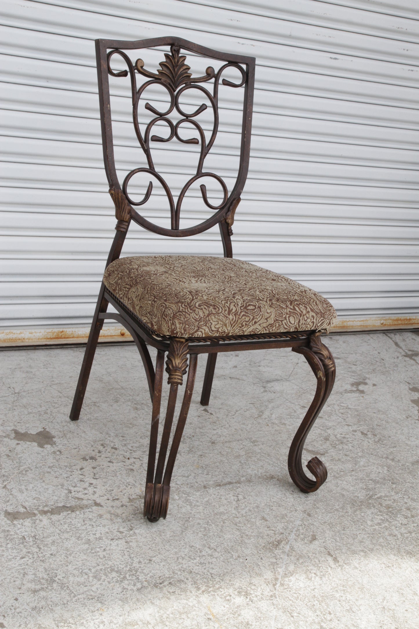 A Pair of Cafe Side Accent Wrought Iron Chairs