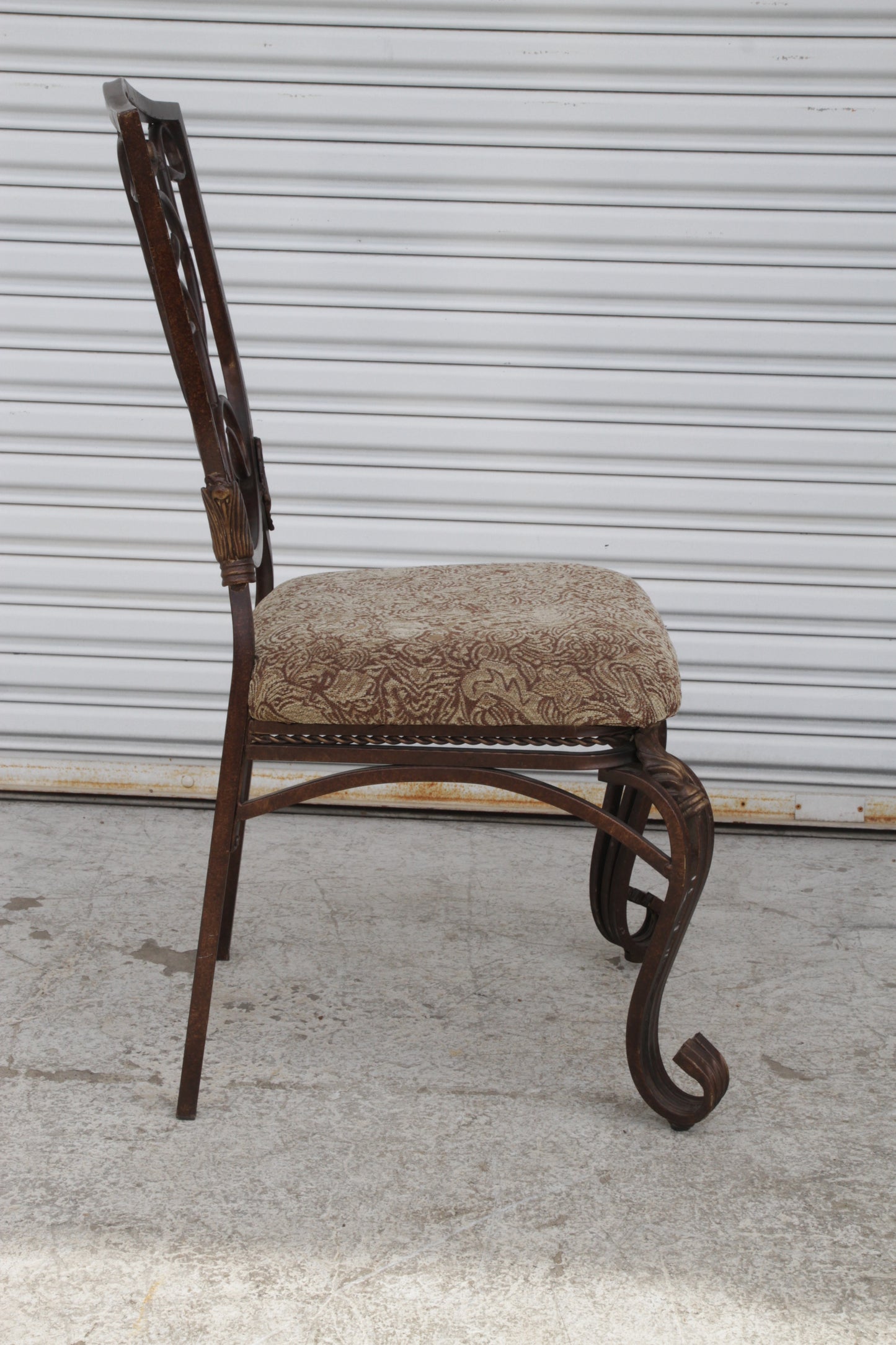 A Pair of Cafe Side Accent Wrought Iron Chairs