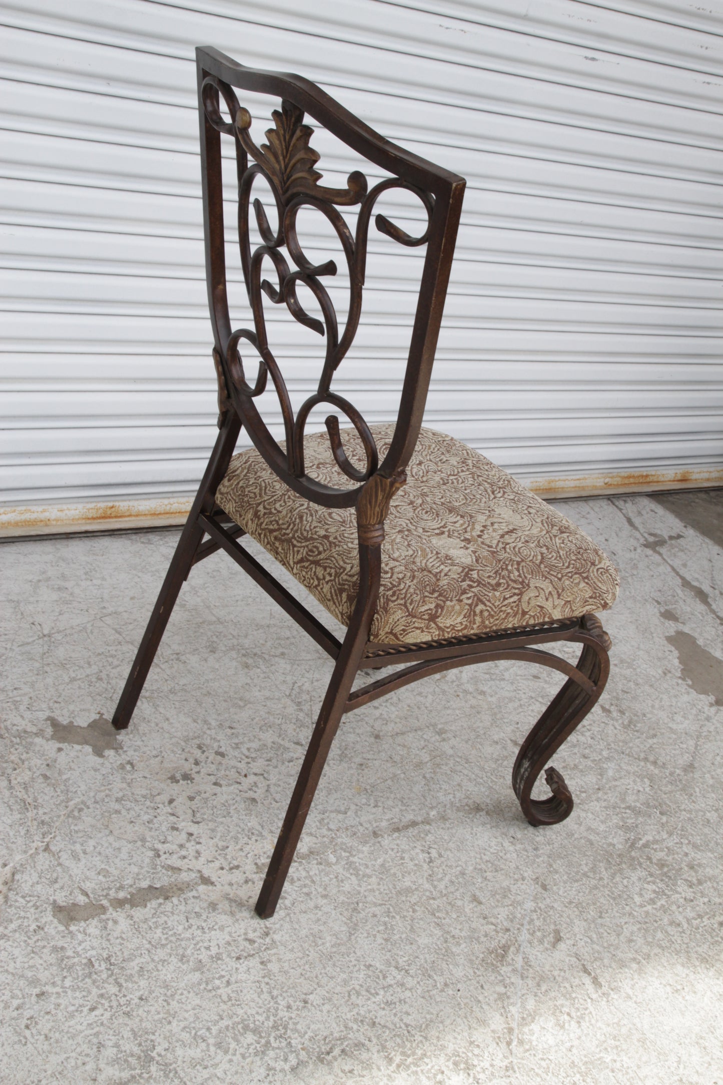 A Pair of Cafe Side Accent Wrought Iron Chairs